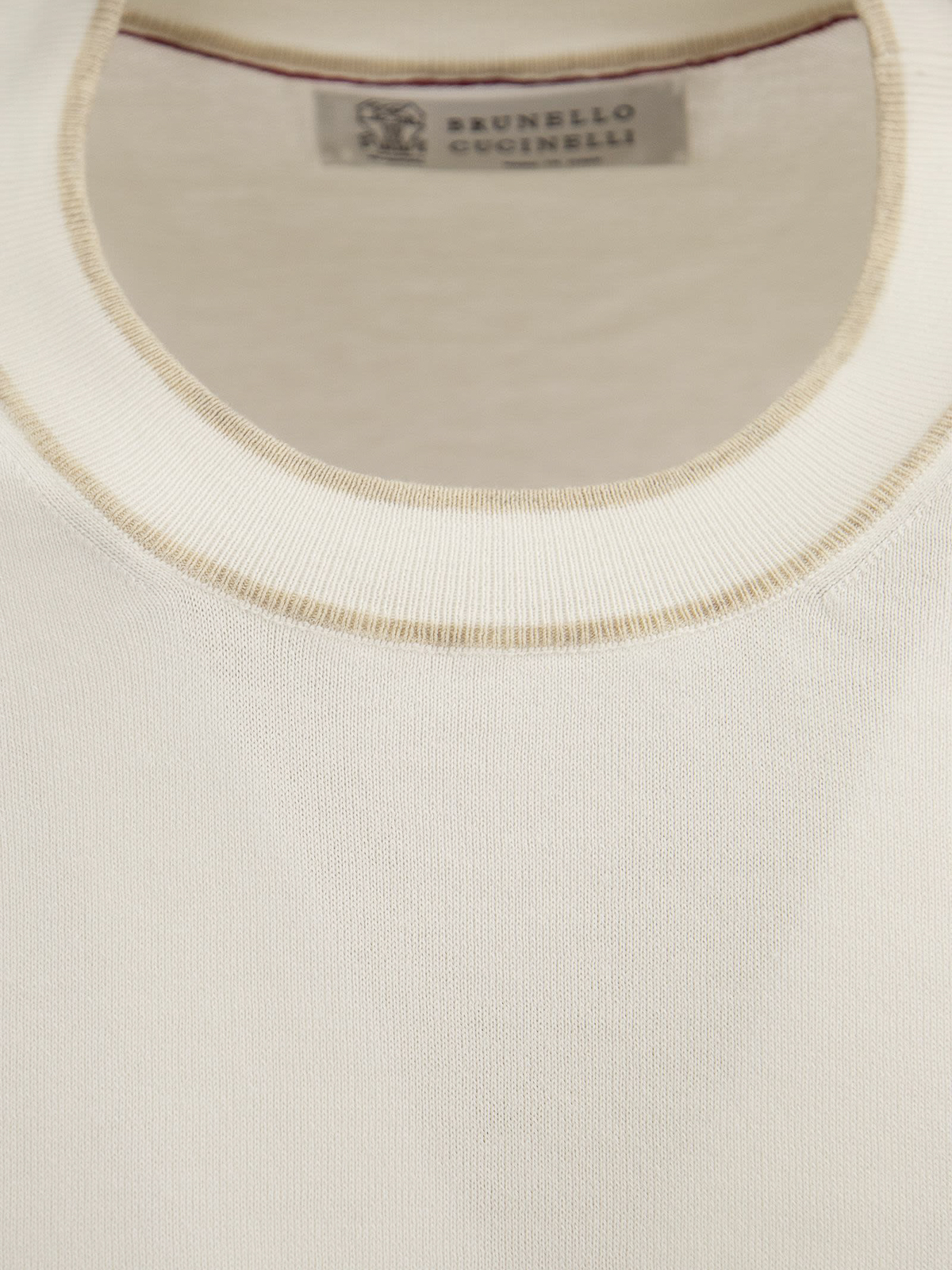 BRUNELLO CUCINELLI 'Panelled' Cashmere Crewneck Knit Cream/White