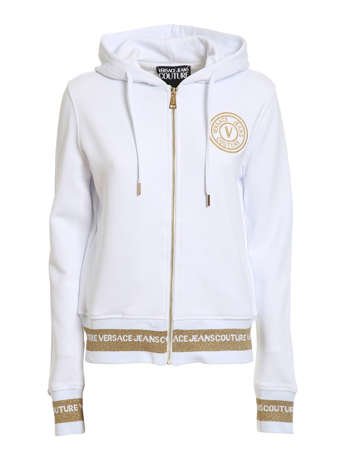 Versace Jeans Couture Lurex Logo Hoodie In White