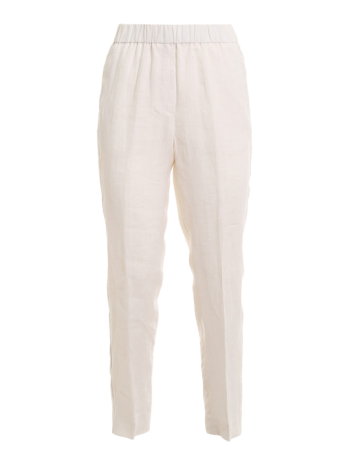 Peserico Embellished Linen Trousers In White