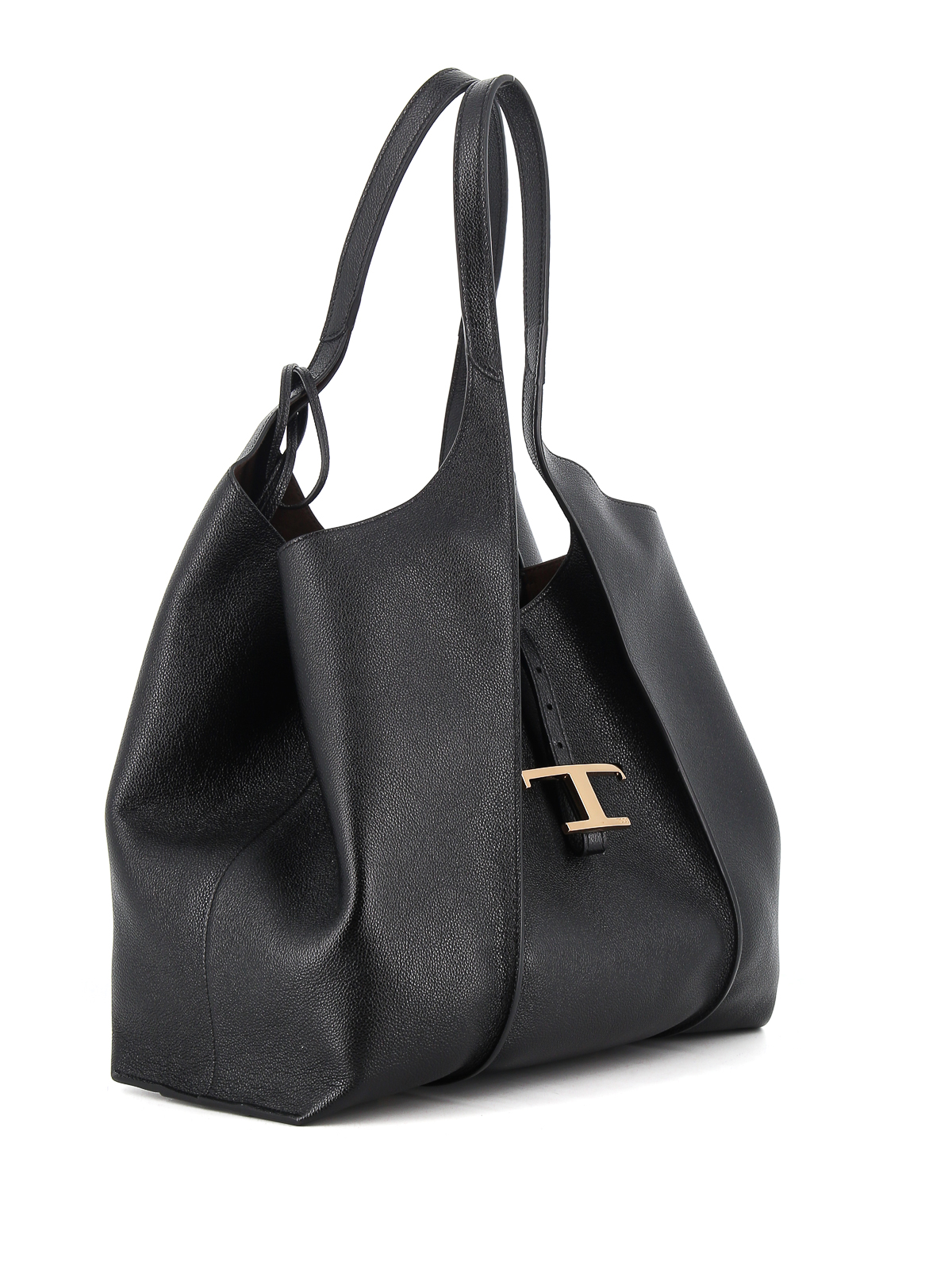 Shop Tod's Hammered Leather Tote In Negro