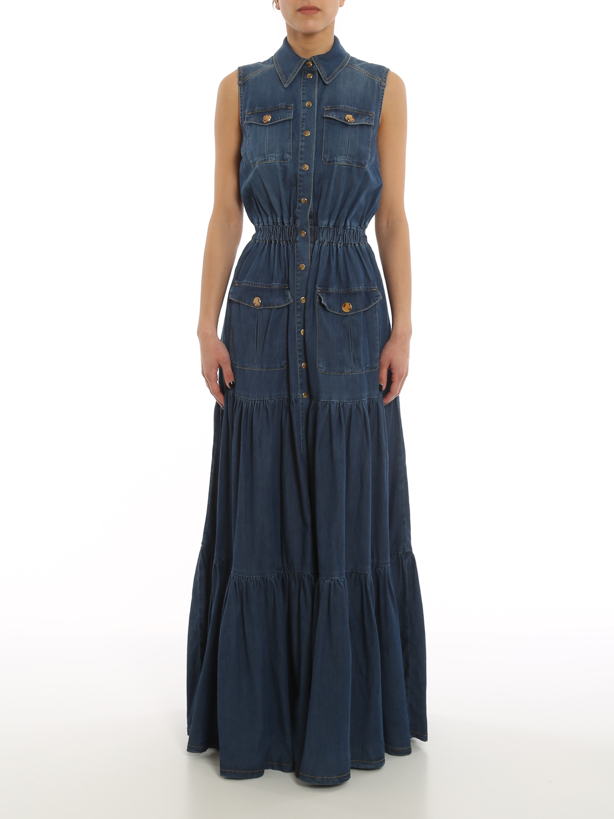 Elisabetta Franchi Denim maxi dress - Dark Wash|AJ26S21E2104 Elisabetta Franchi Denim maxi dress - Dark Wash|AJ26S21E2104