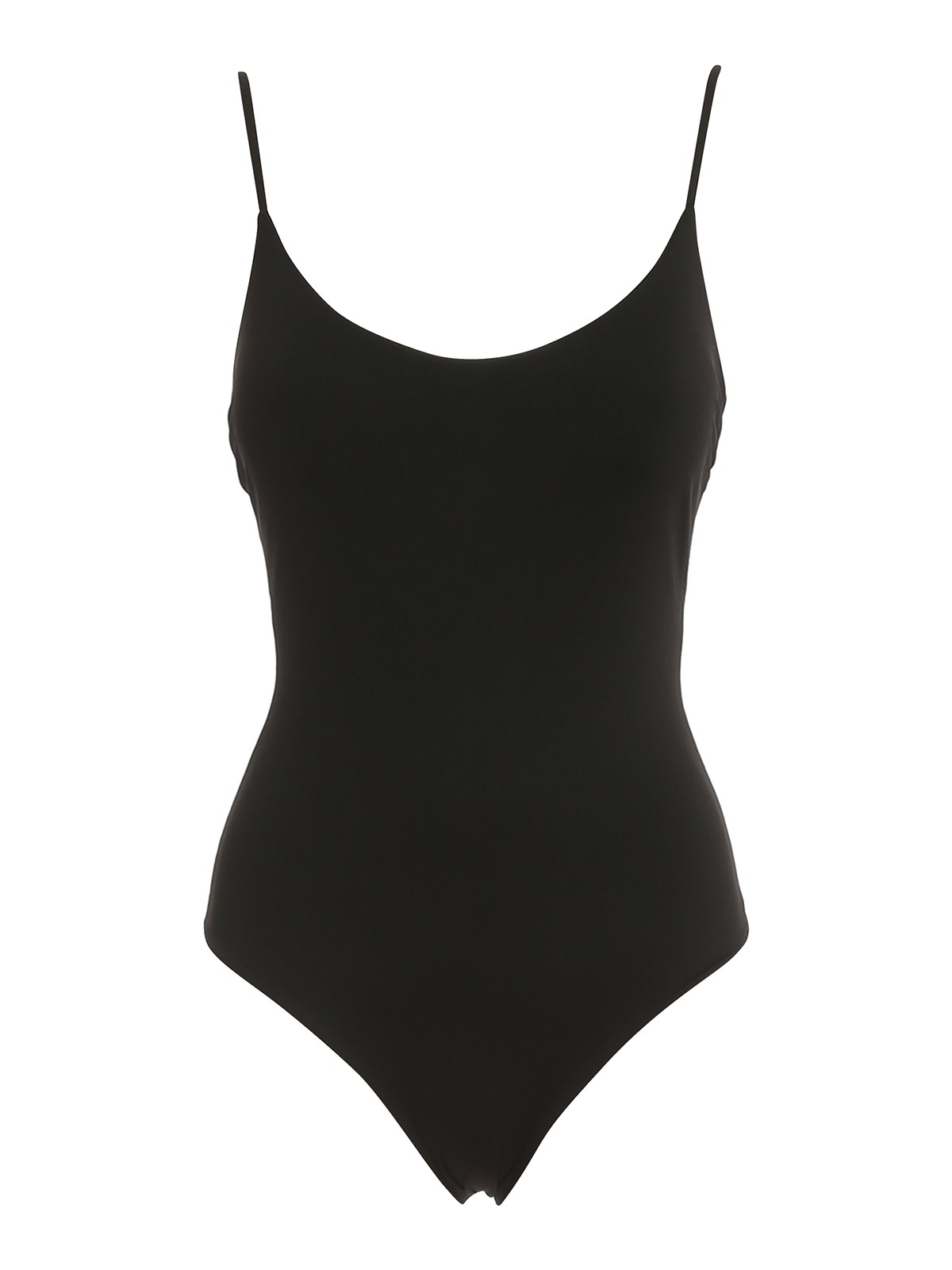 Shop Fisico Plain Colour One-piece Swimsuit In Black