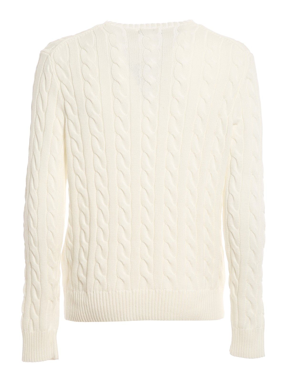 Shop Polo Ralph Lauren Cable Knit Cotton Sweater In White