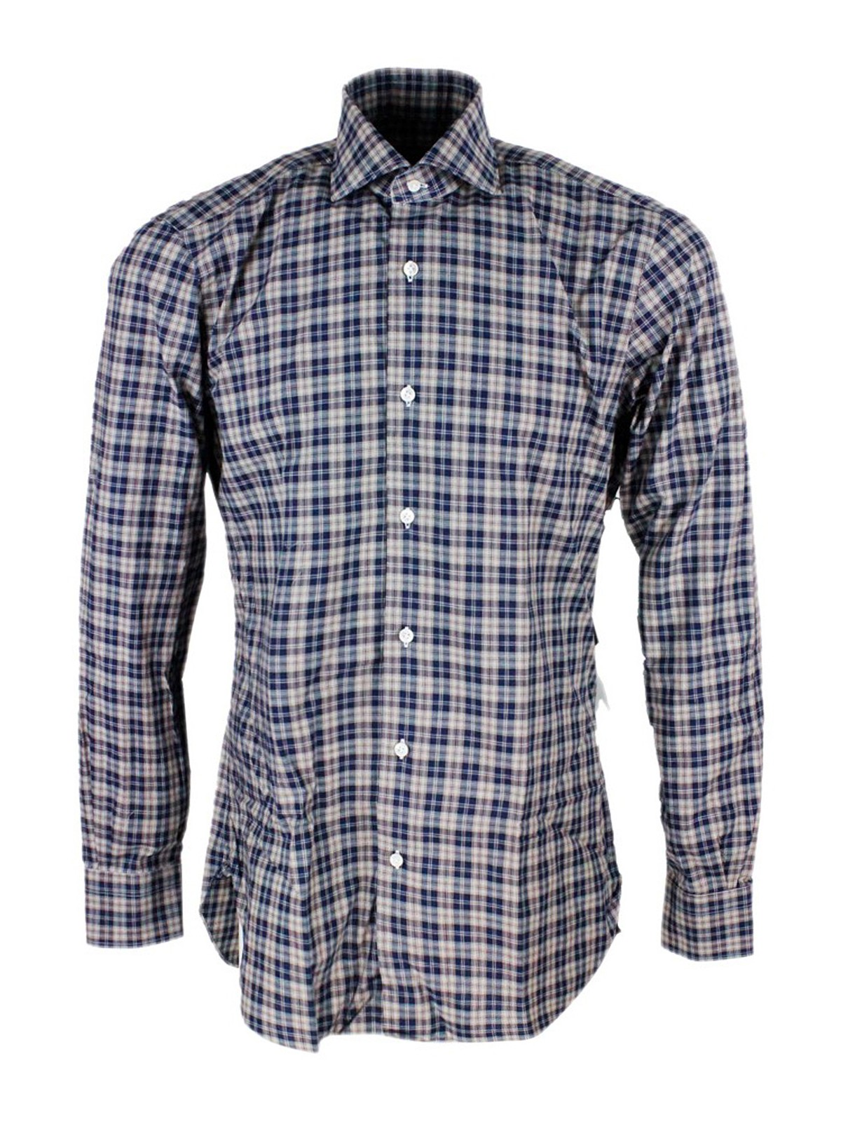 Barba Checked Shirt In Blue