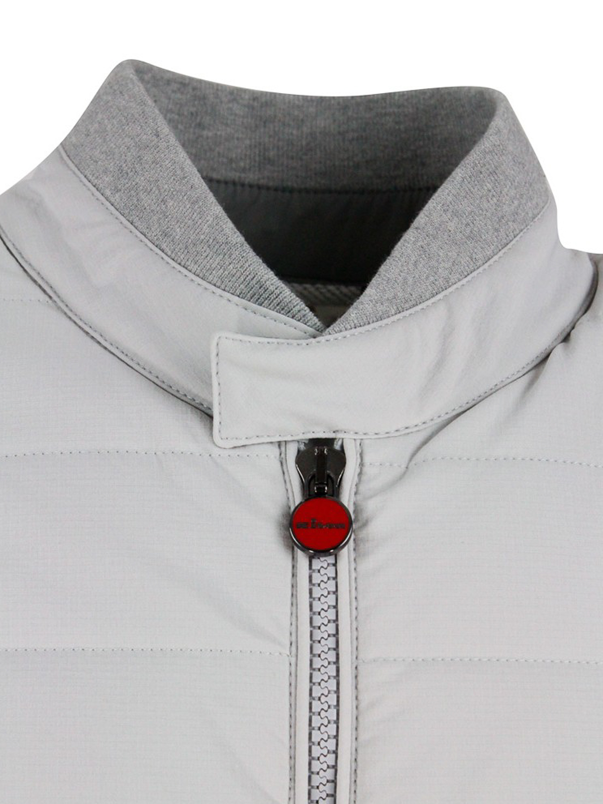 Shop Kiton Quilted Front Jacket In Grey