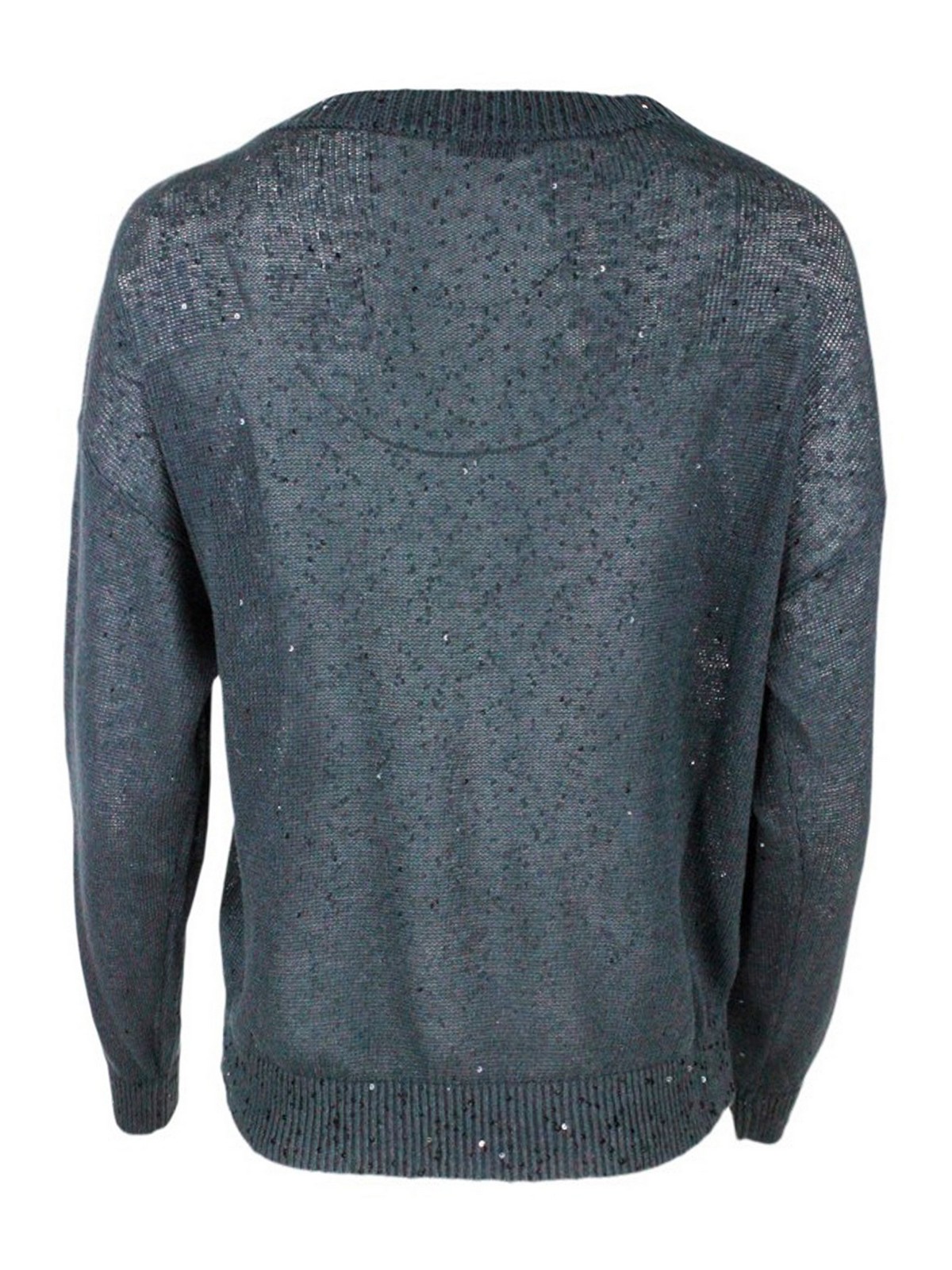 Shop Brunello Cucinelli Sequined Linen And Silk Sweater In Grey