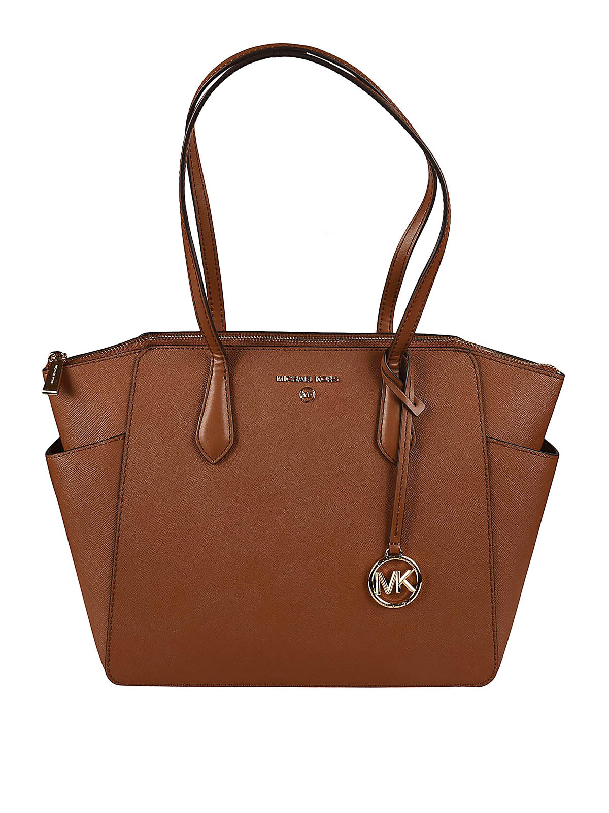 Michael Kors Marilyn Saffiano Leather Tote Bag In Marrón Claro