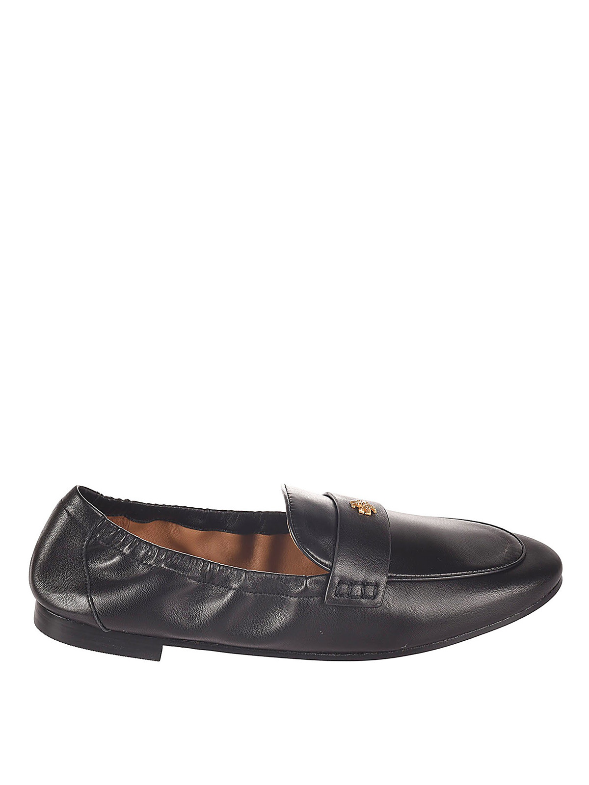 Tory Burch Leather Logo Loafers In Black