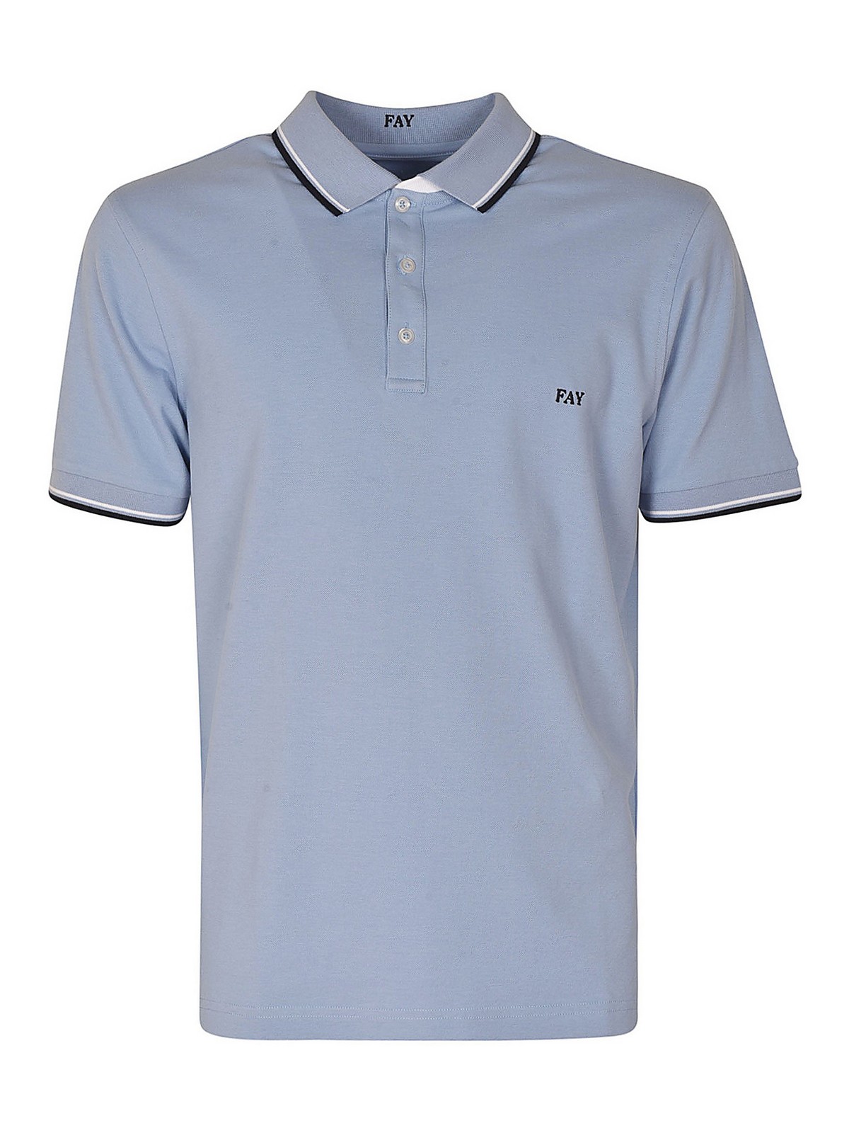 Fay Cotton Polo In Light Blue