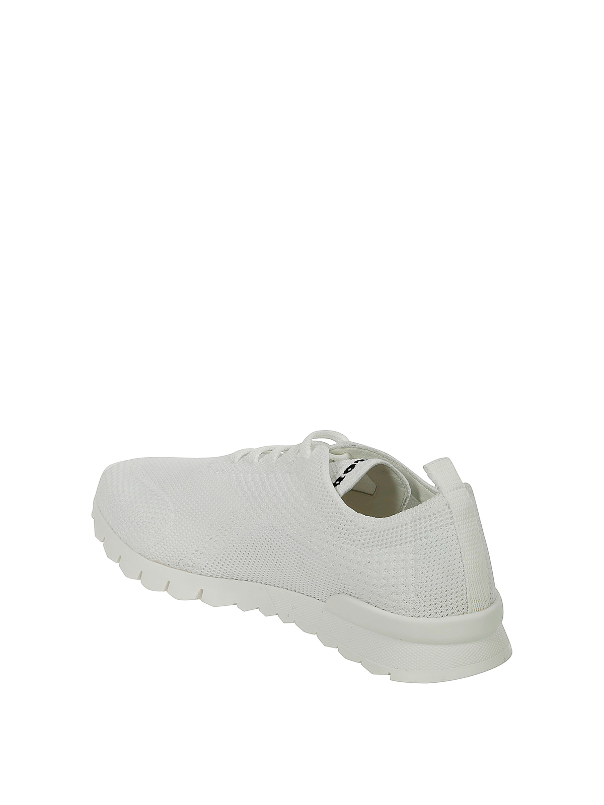 Shop Kiton Knitted Stretch Sneakers In White
