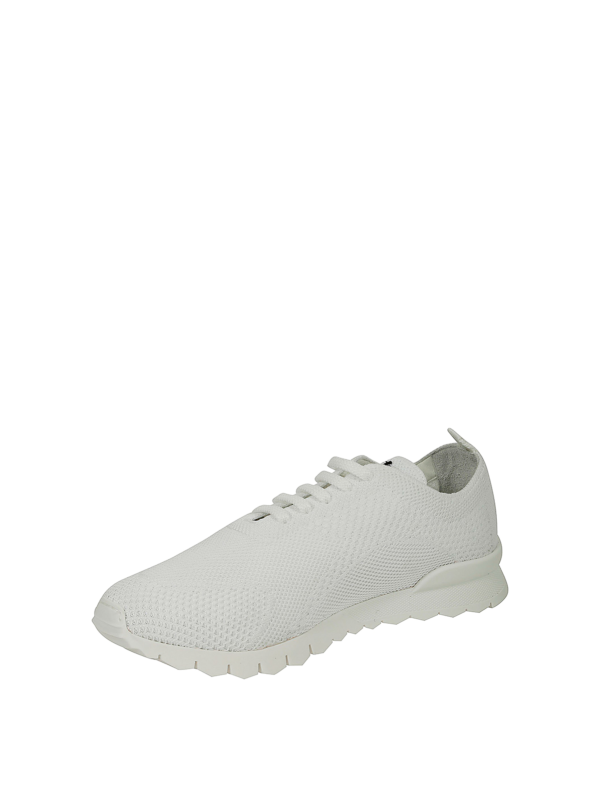 Shop Kiton Knitted Stretch Sneakers In White