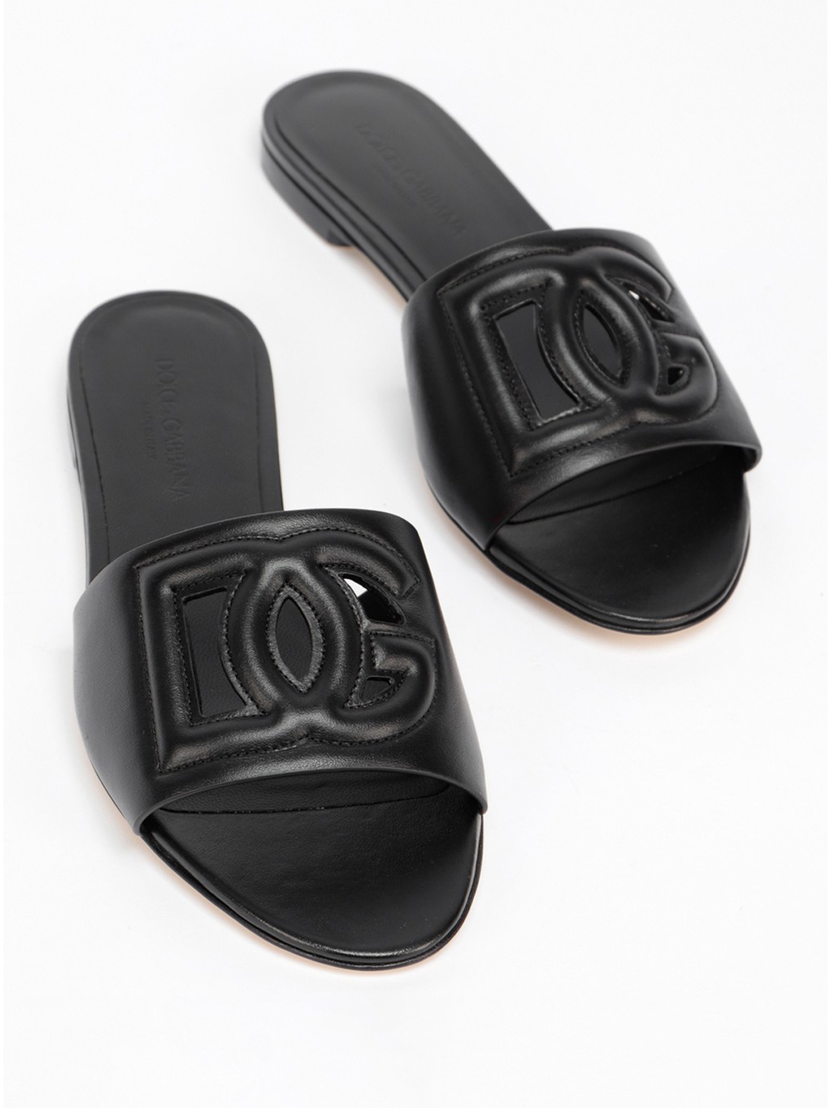 Shop Attico Bianca Leather Slides In Black
