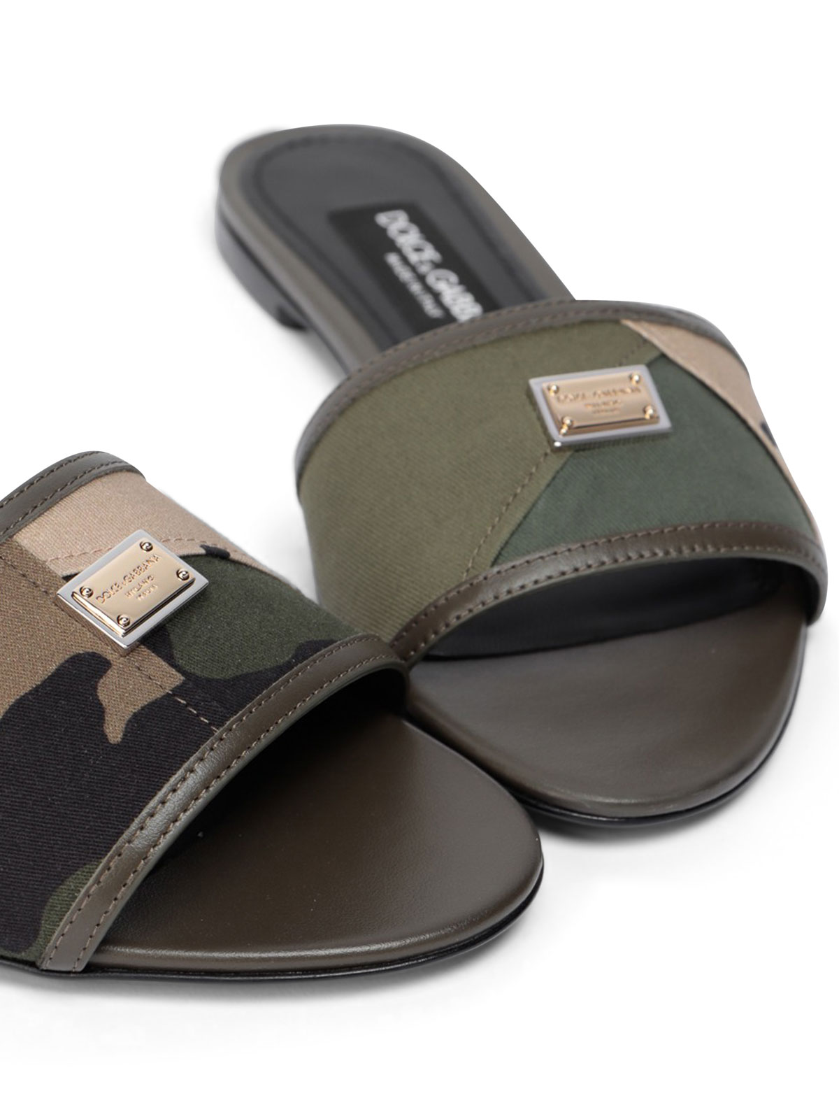 Dolce & Gabbana Bianca camouflage patchwork cotton slides  display picture 1