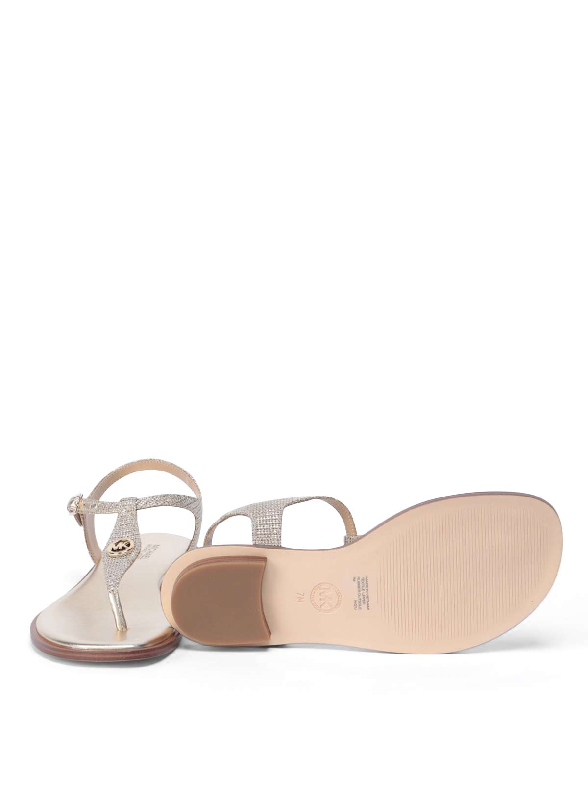 Shop Michael Kors Mallory Thong Sandals In Gold