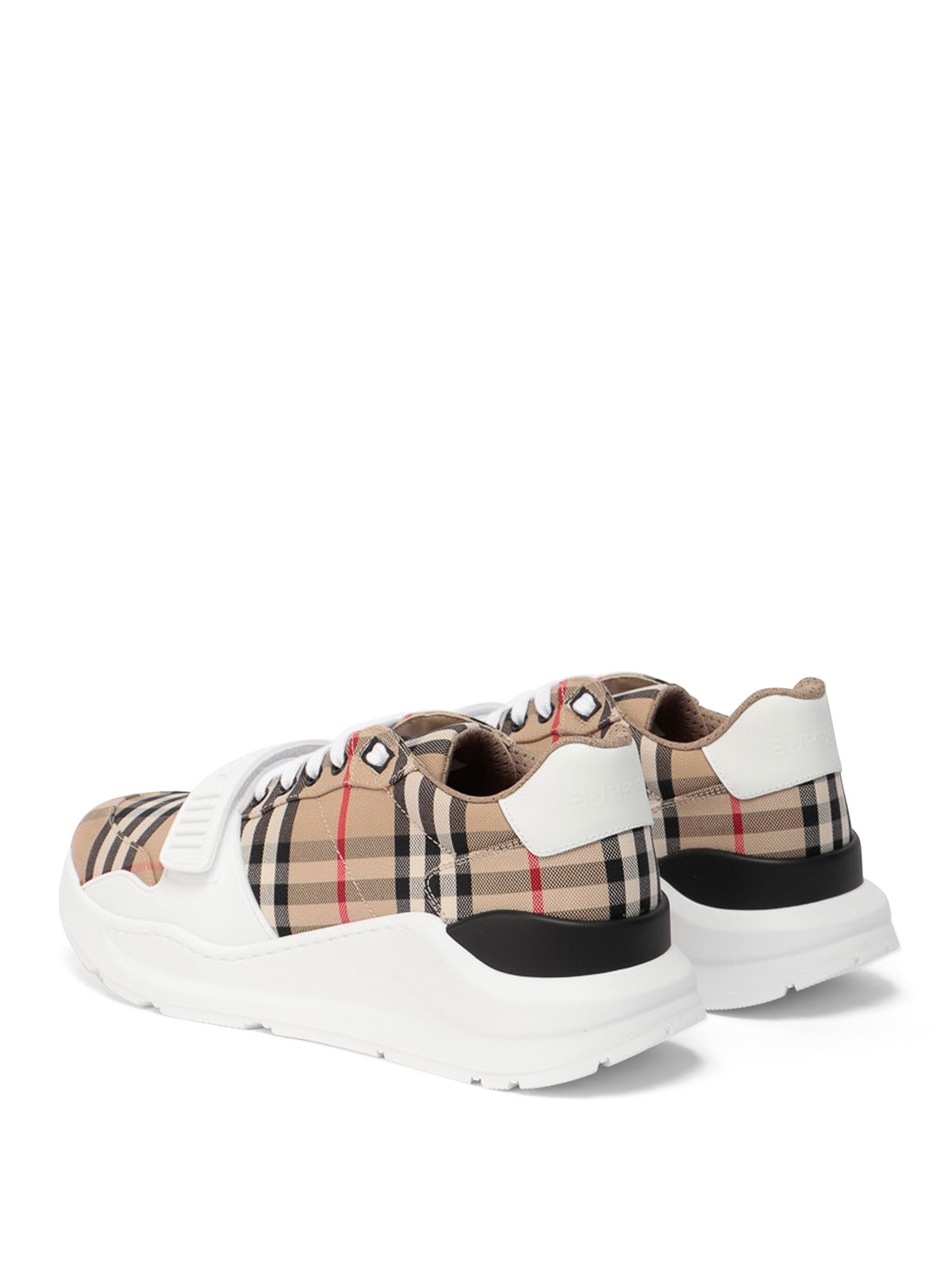 Shop Burberry Vintage Check Cotton Blend Sneakers In Beis Oscuro