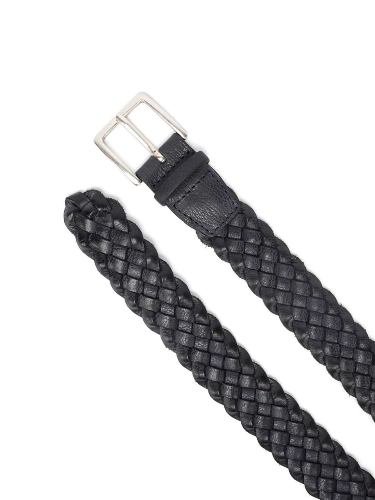 Shop Orciani Braided Leather Belt In Dark Grey