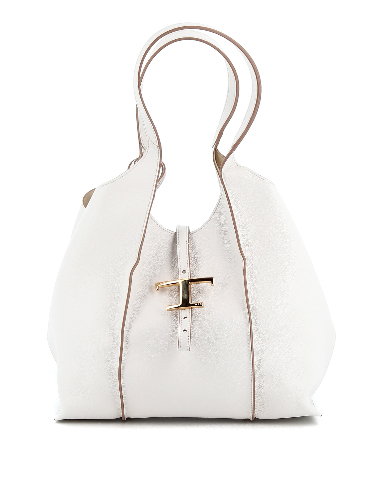 Shop Tod's Hammered Leather Tote In White