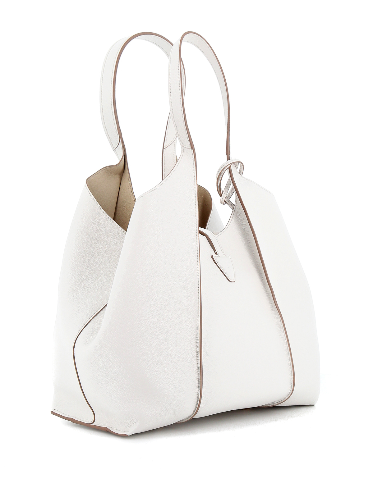 Shop Tod's Hammered Leather Tote In White