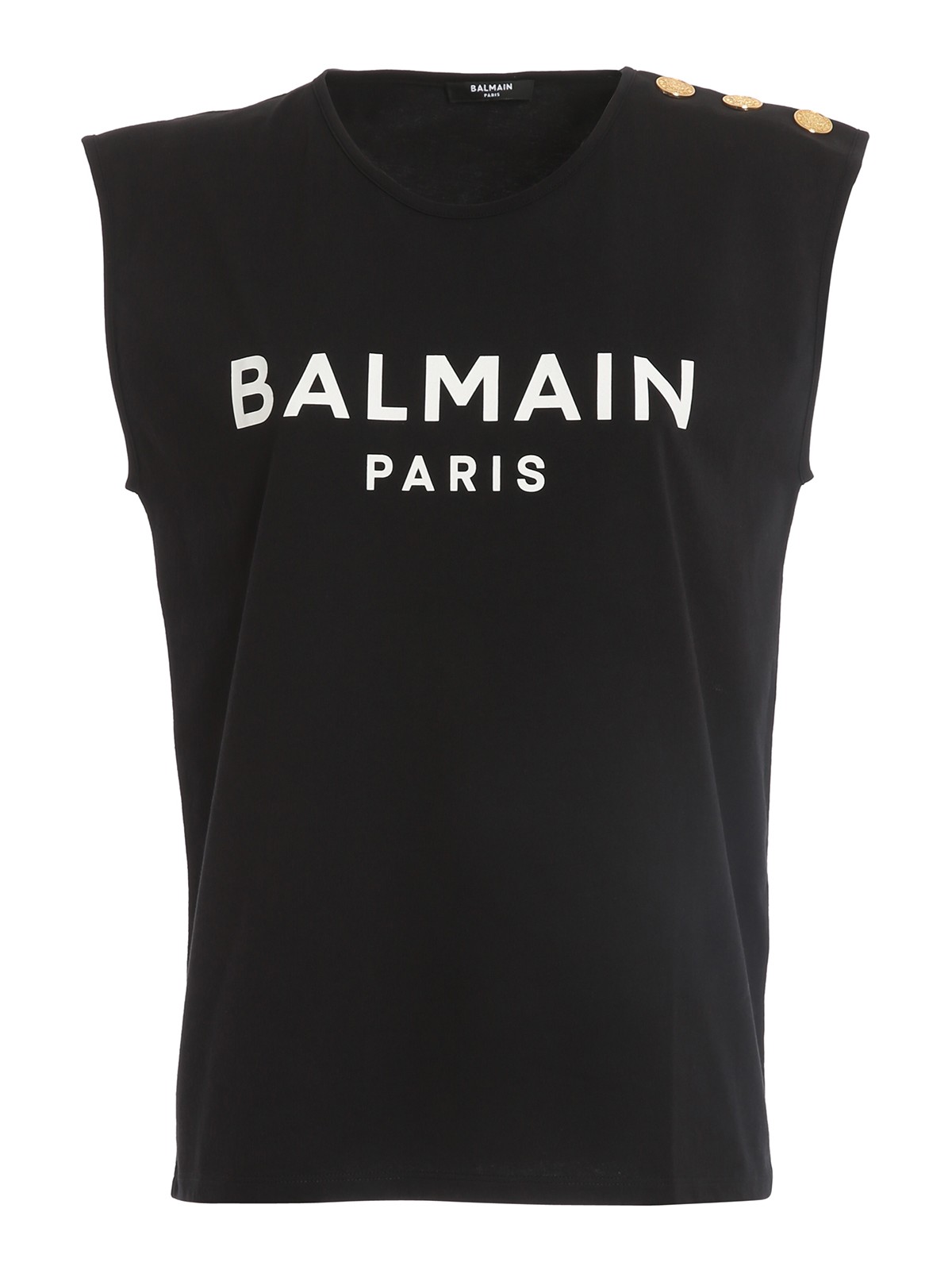 Balmain Bejewelled Button T-shirt In Black