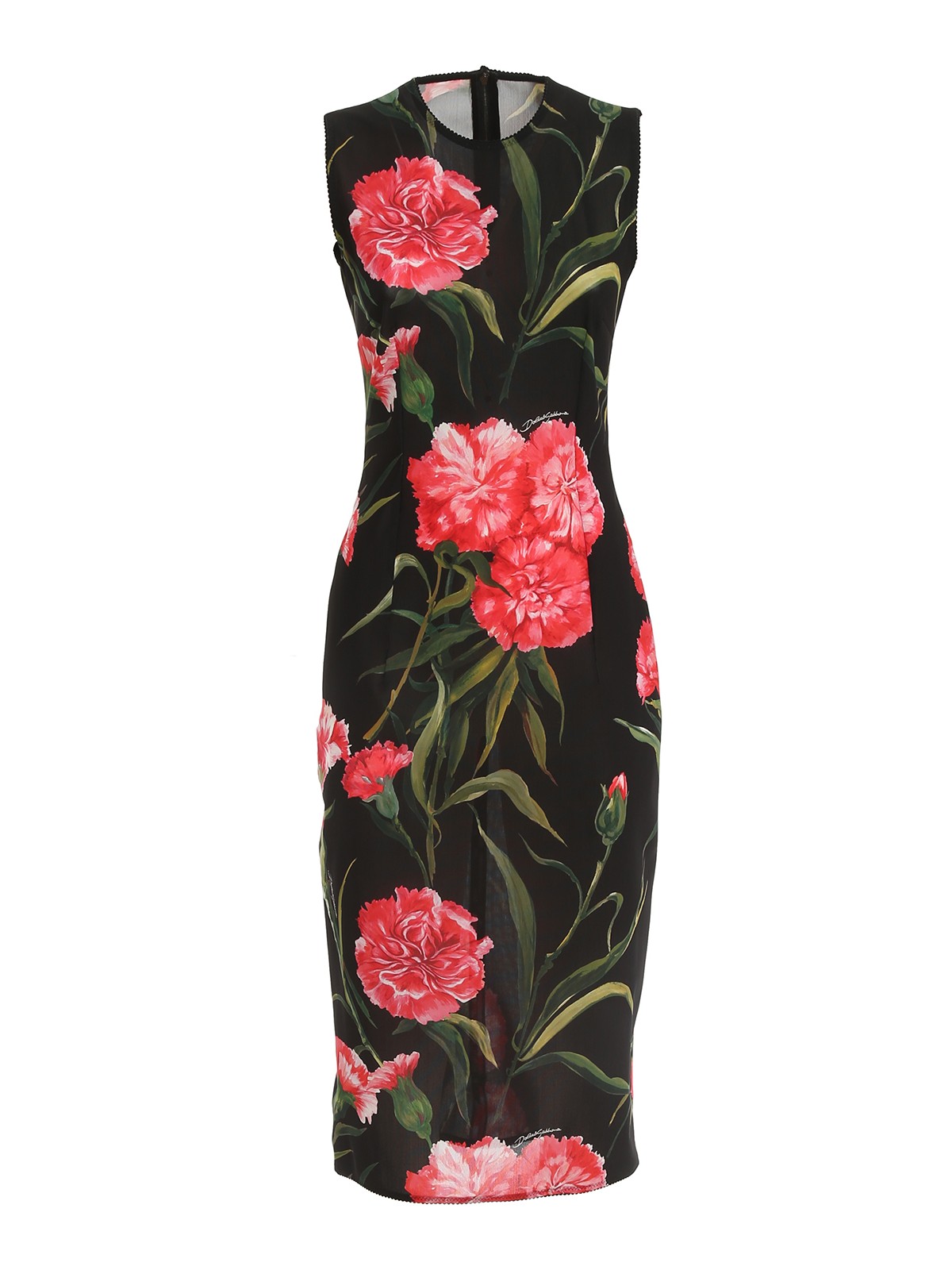 dolce and gabbana black dress with red roses 1990 Dolce & Gabbana Black Silk Chiffon Red-Roses Floral Appliqu Dress