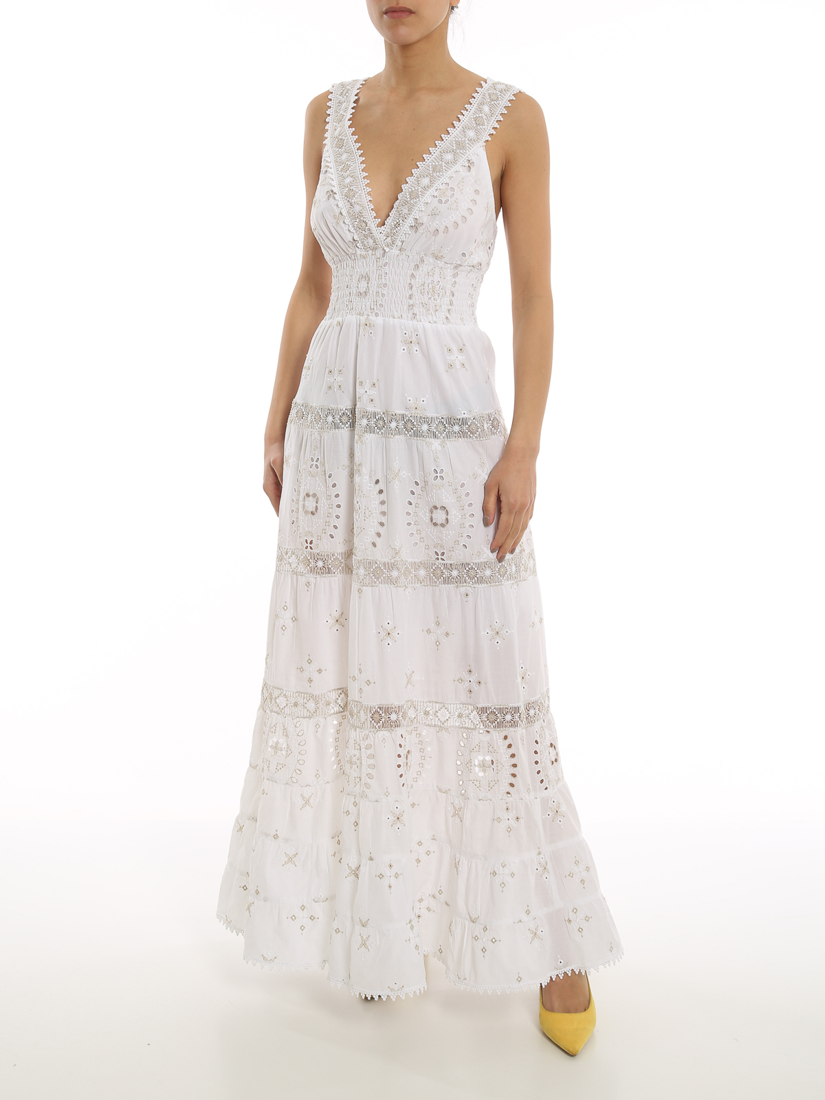 pale pink lace midi dress Light Pink Lace Trim Handkerchief Midi Dress main image 1