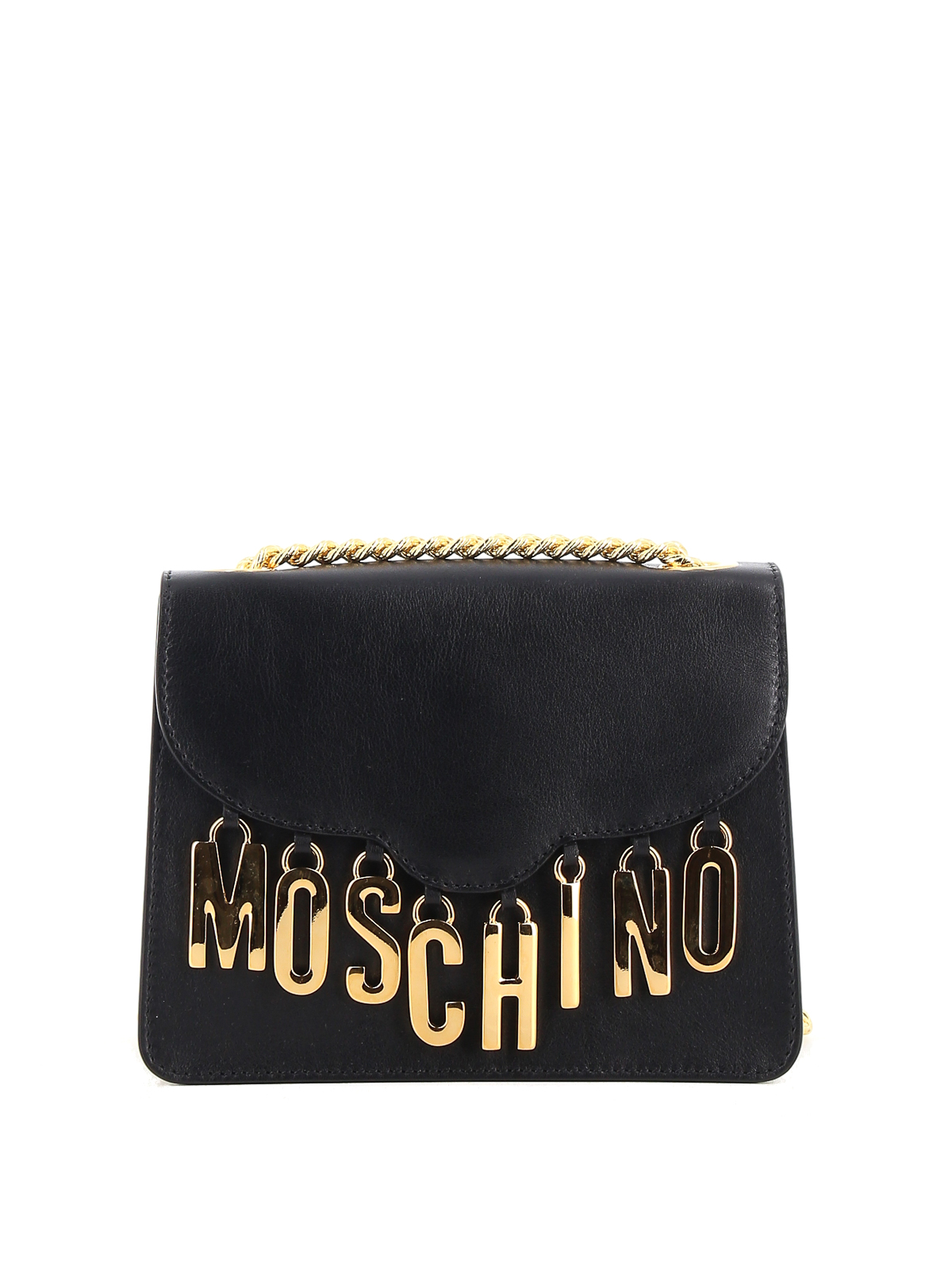 Moschino Lettering Charm Bag In Negro
