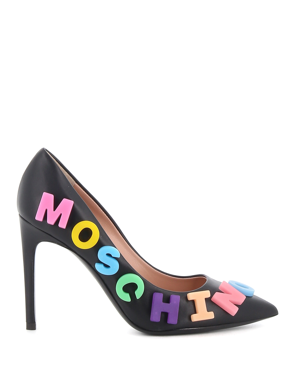 Moschino Multicolour Logo Pumps In Negro