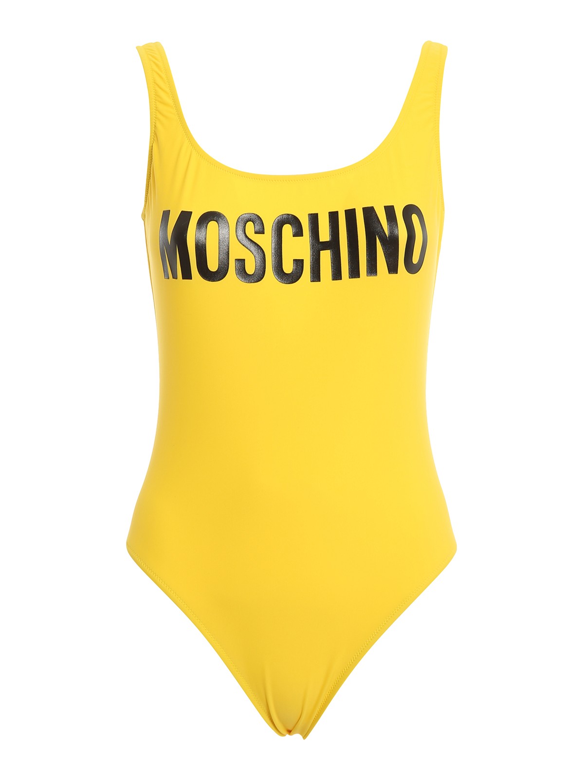 Moschino Logo Print One-piece Swimsuit In Yellow