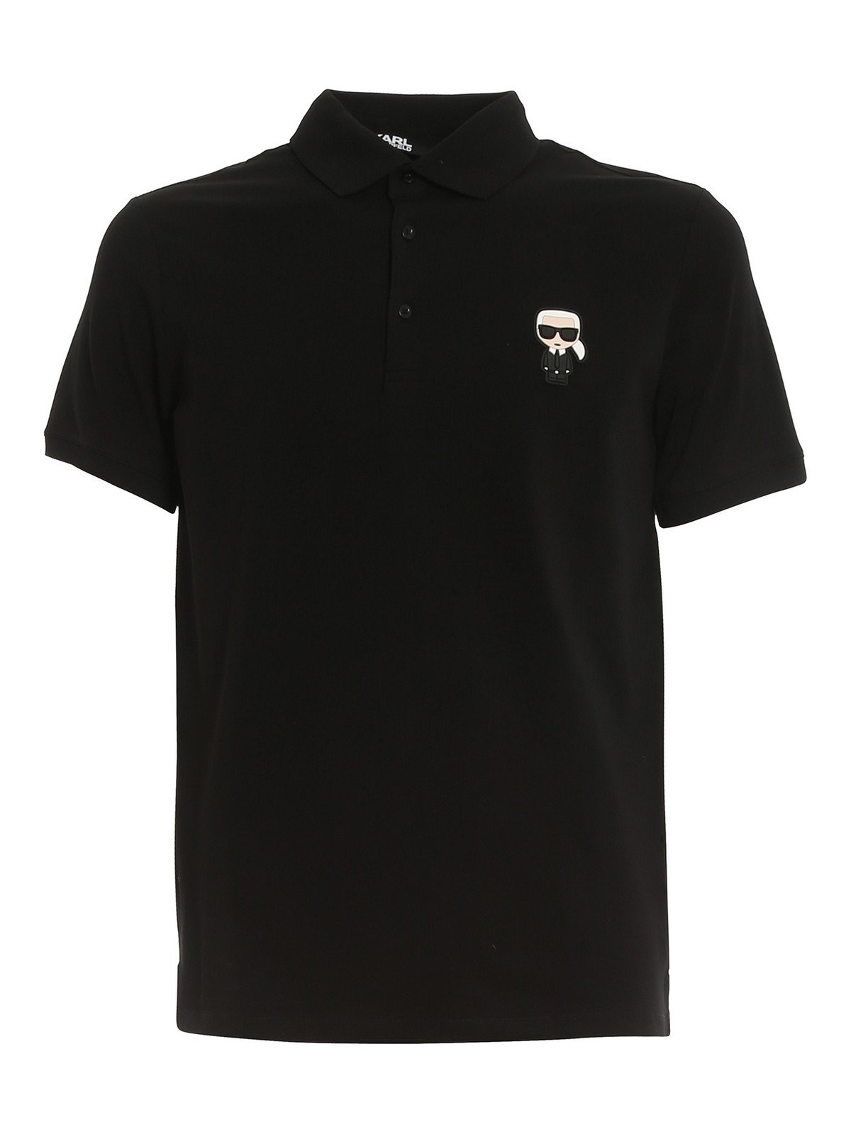 Karl Lagerfeld Rubber Karl Patch Polo In Black