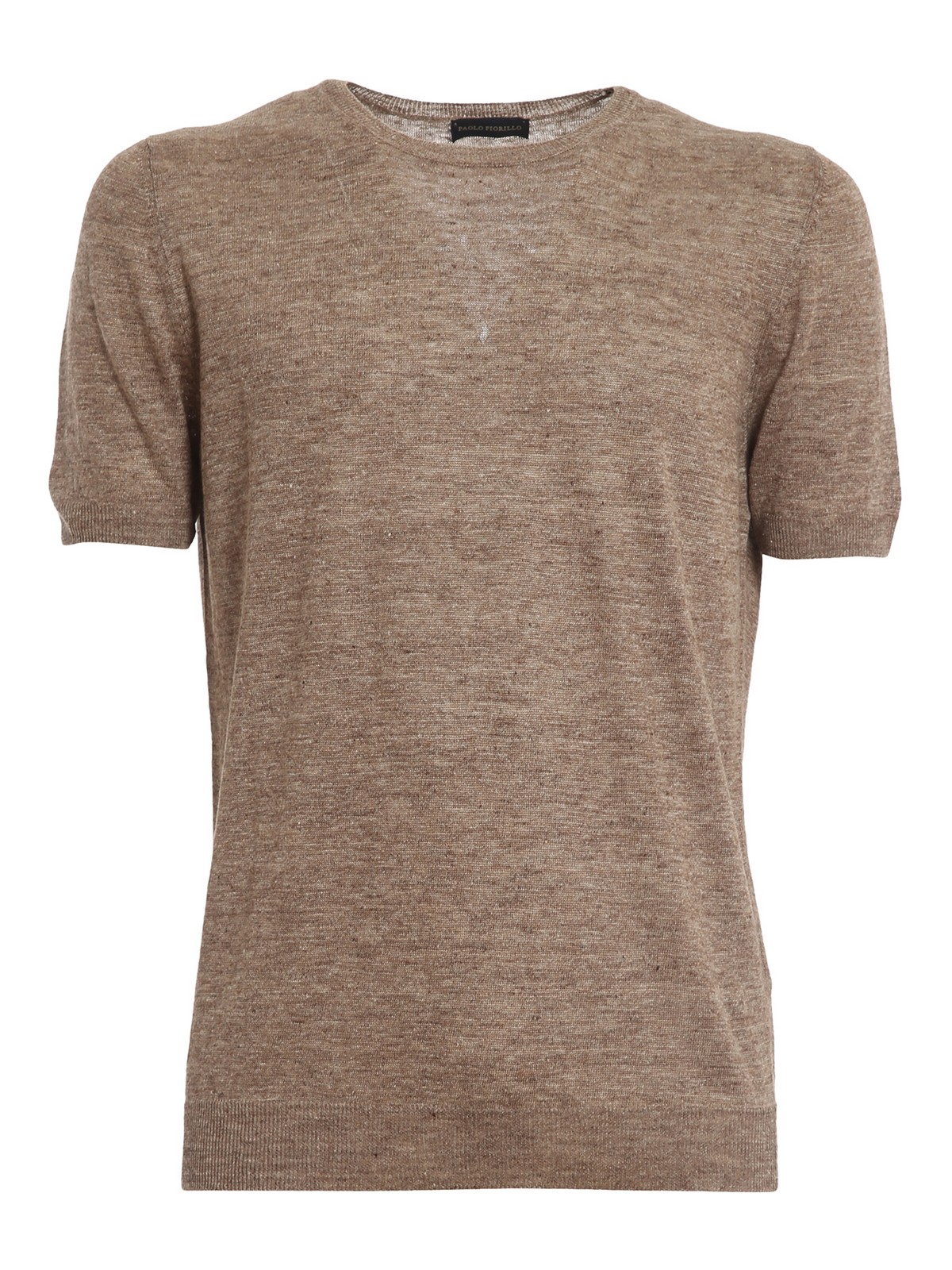 Paolo Fiorillo Linen Short Sleeved Jumper In Brown
