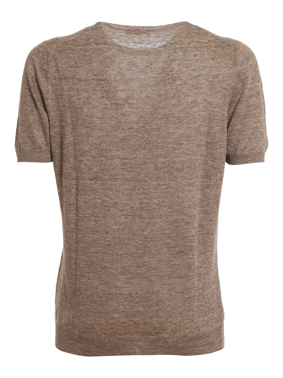 Shop Paolo Fiorillo Linen Short Sleeved Sweater In Brown