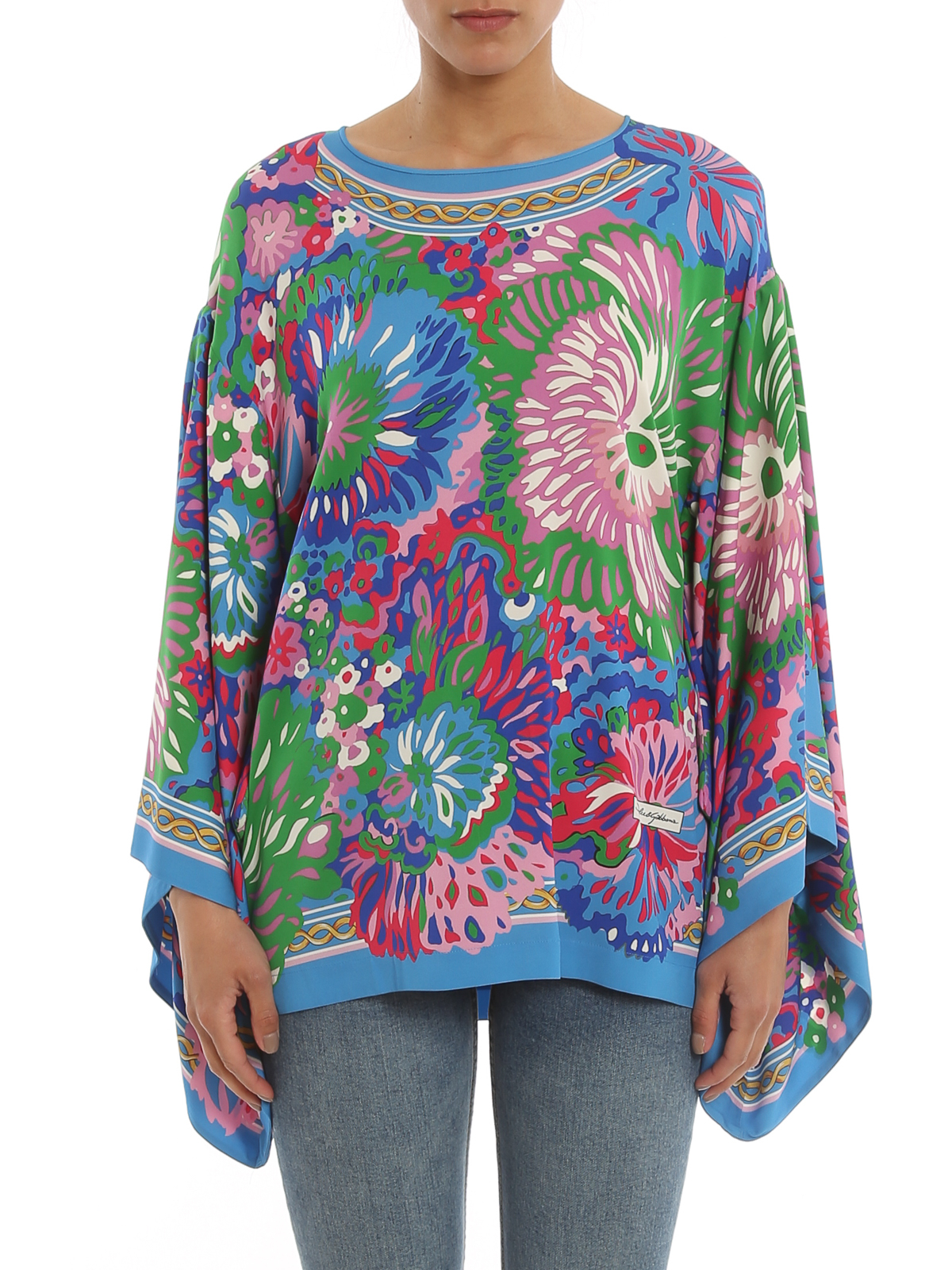 Shop Dolce & Gabbana Patterned Silk Tunic In Multicolour