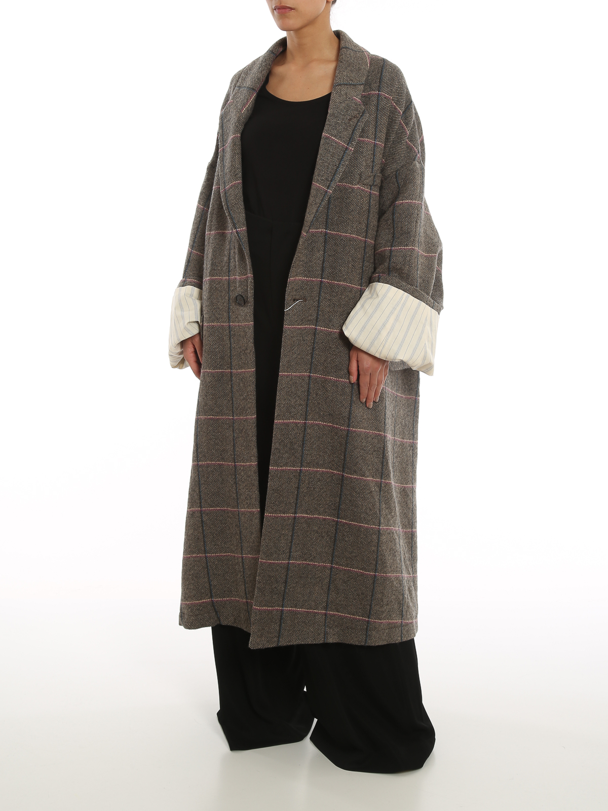 (試着のみ)Maison Morelle コート　ブラウンチェック　36m 試着のみ)Maison Morelle コート ブラウンチェック 36m 08862807724