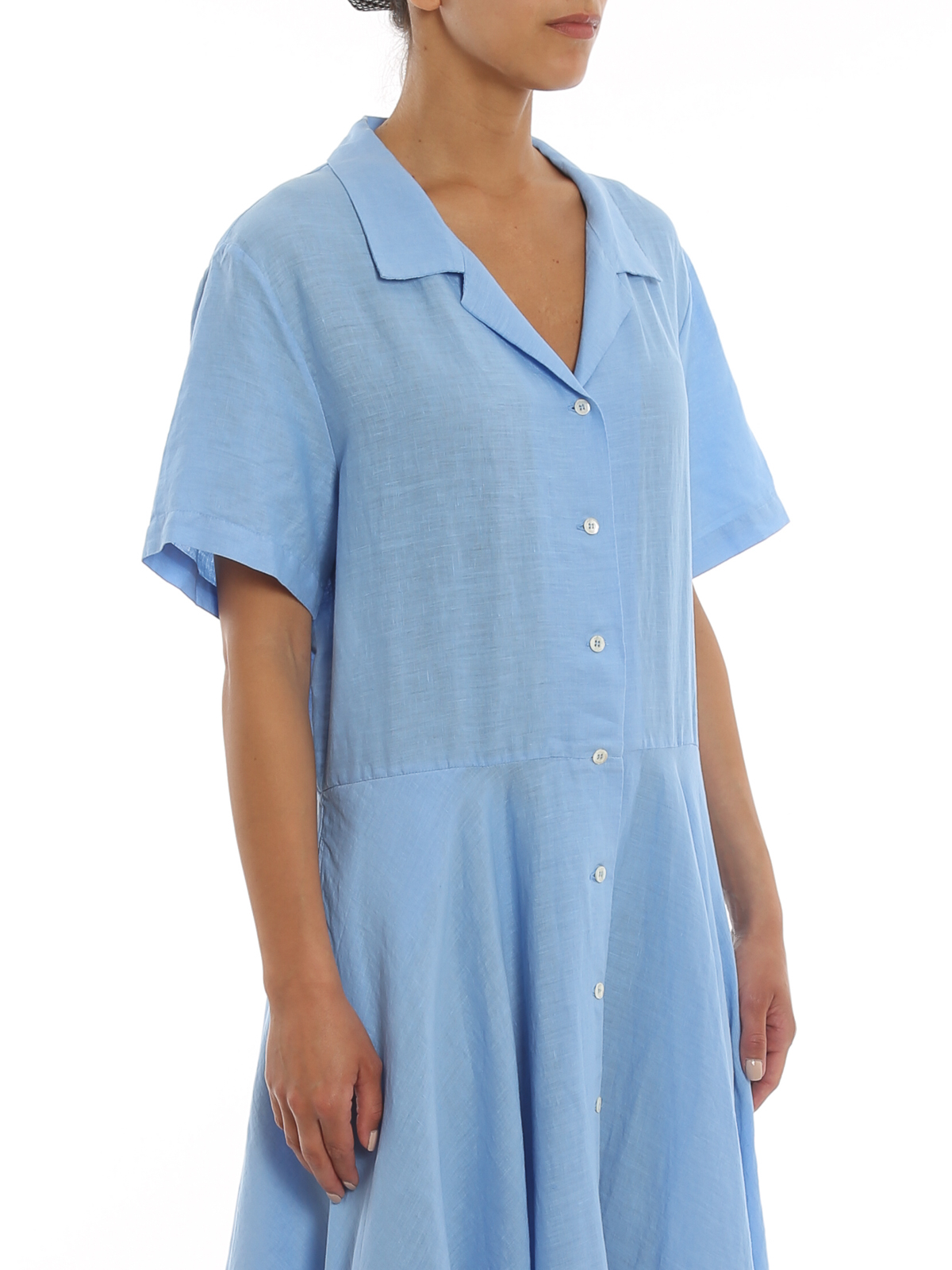 knee length dresses for ladies Long linen dress – ASPESI
