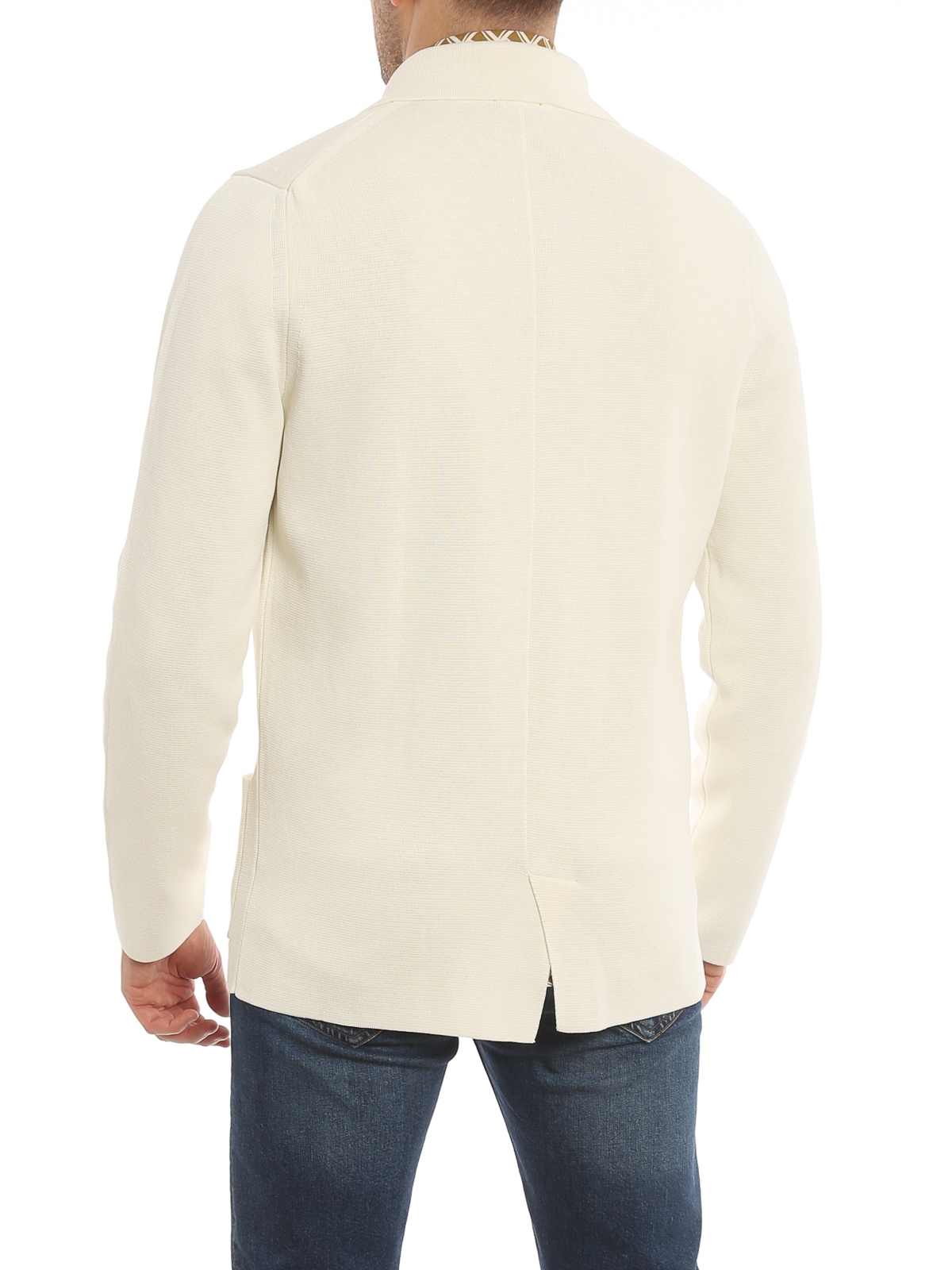 Shop Drumohr Cotton Double-breasted Blazer In White