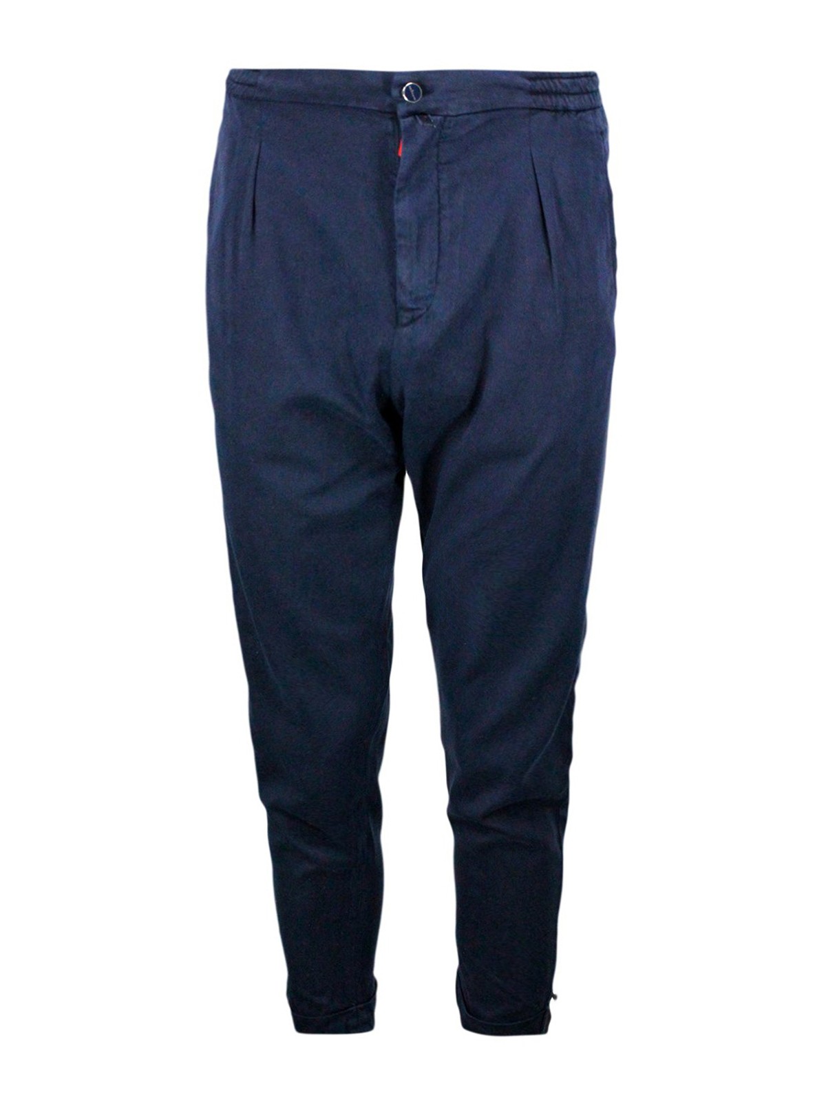 Kiton Tech Fabric Trousers In Blue
