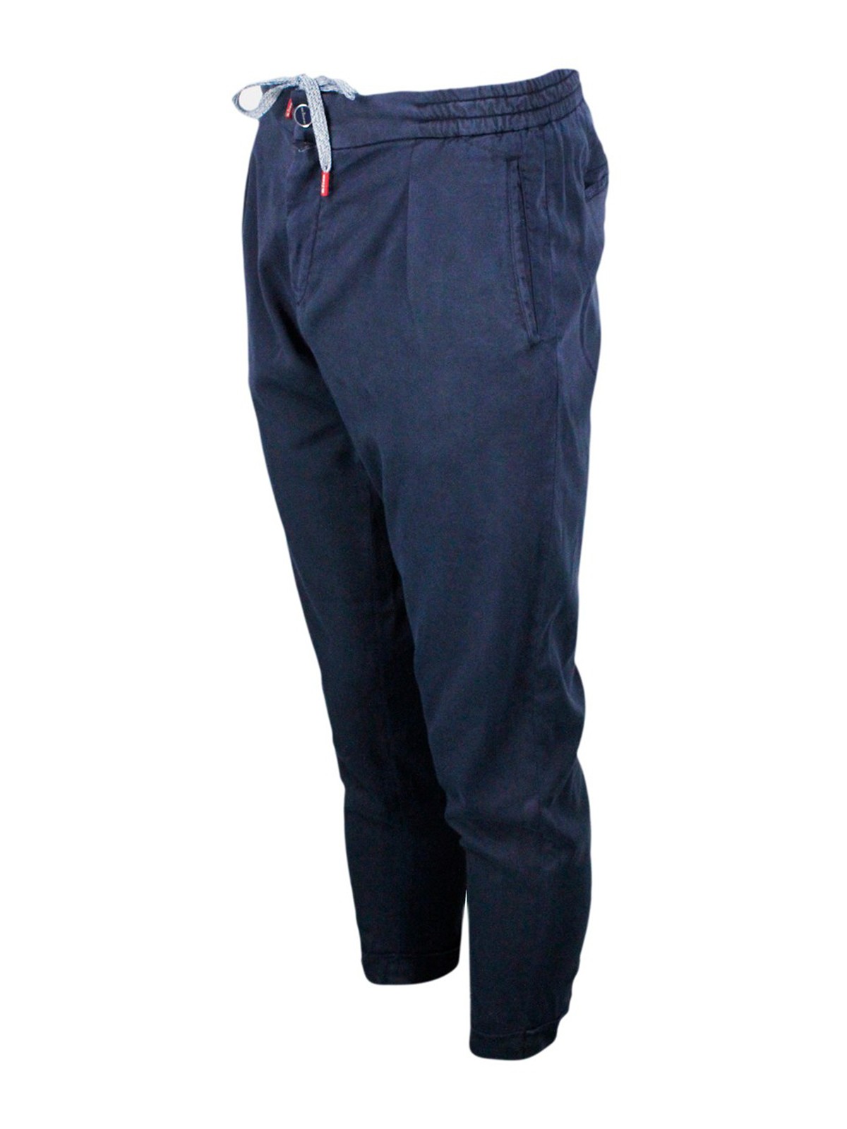 Shop Kiton Tech Fabric Pants In Blue