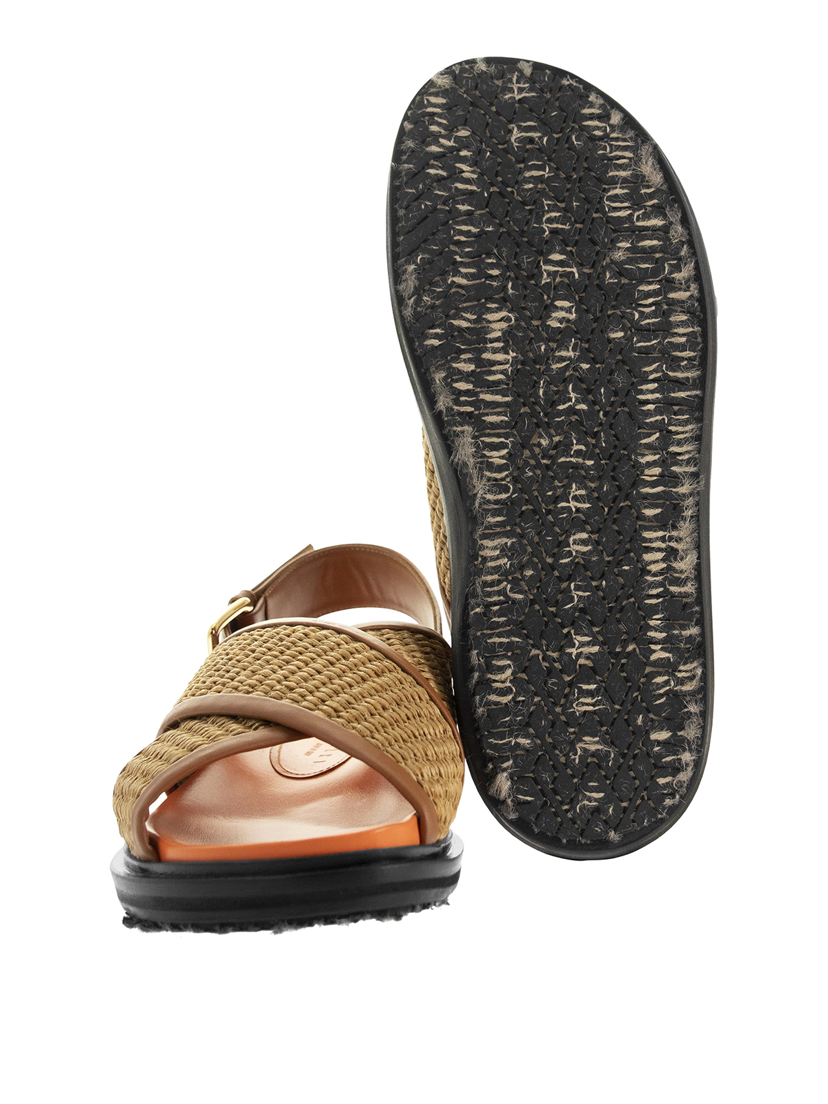 Shop Marni Jute Criss Cross Sandals In Beige
