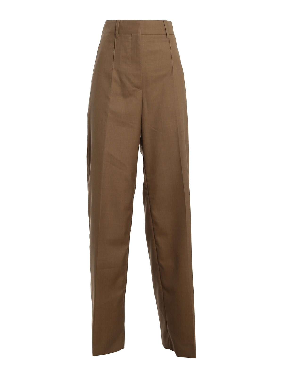 Burberry Taupe Wool Jane Wide-leg Trousers In Brown