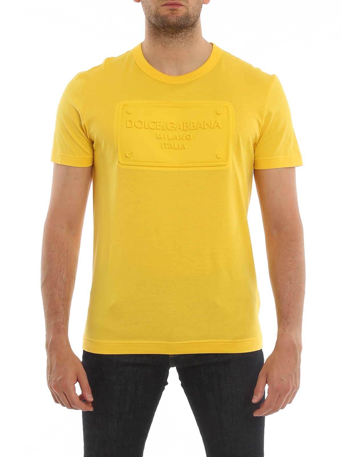 Dolce & Gabbana DGロゴ コットン 半袖Tシャツ イエロー DOLCE & GABBANA T-shirt Dark Yellow Logo Cotton Round Neck