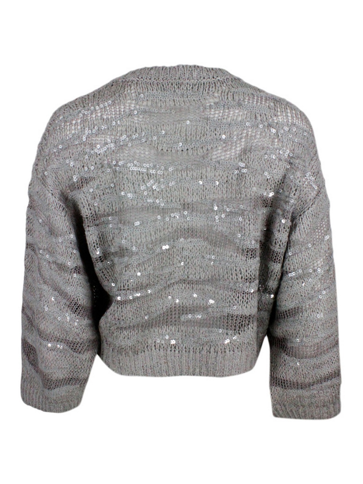 Shop Brunello Cucinelli Sequined Sweater In Grey