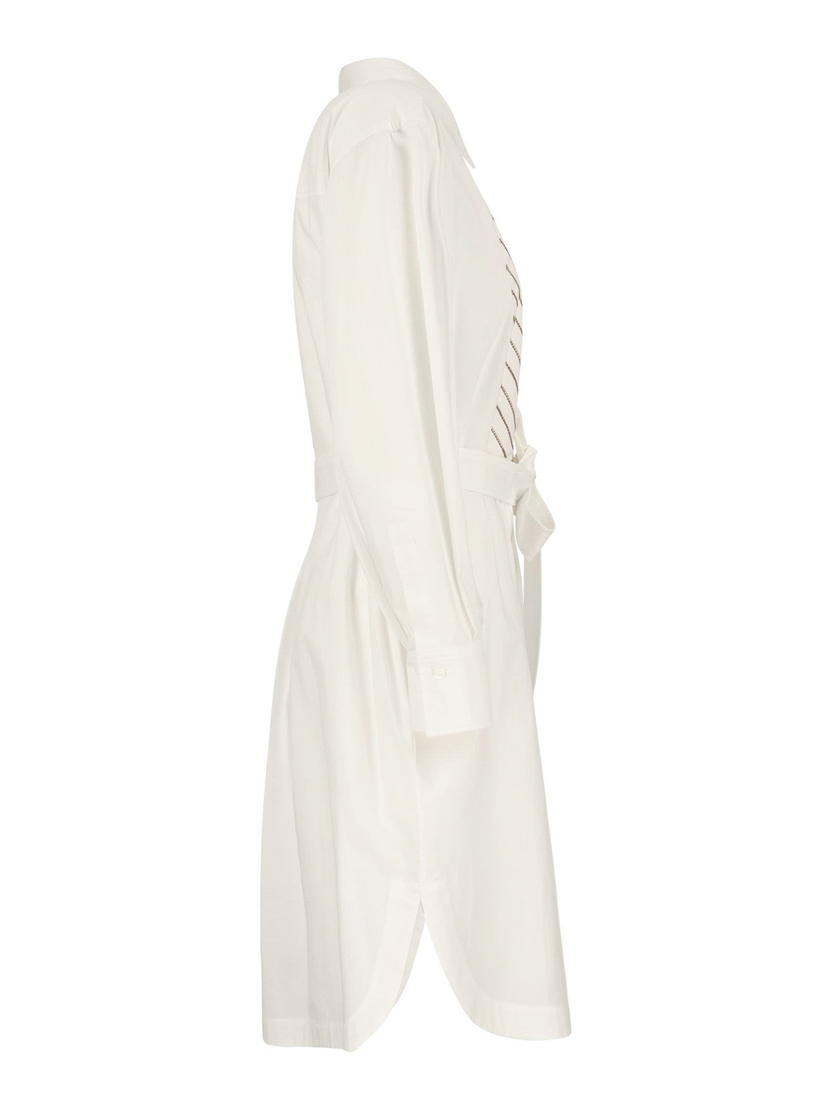 Embellished Cotton Midi Dress in White - Brunello Cucinelli