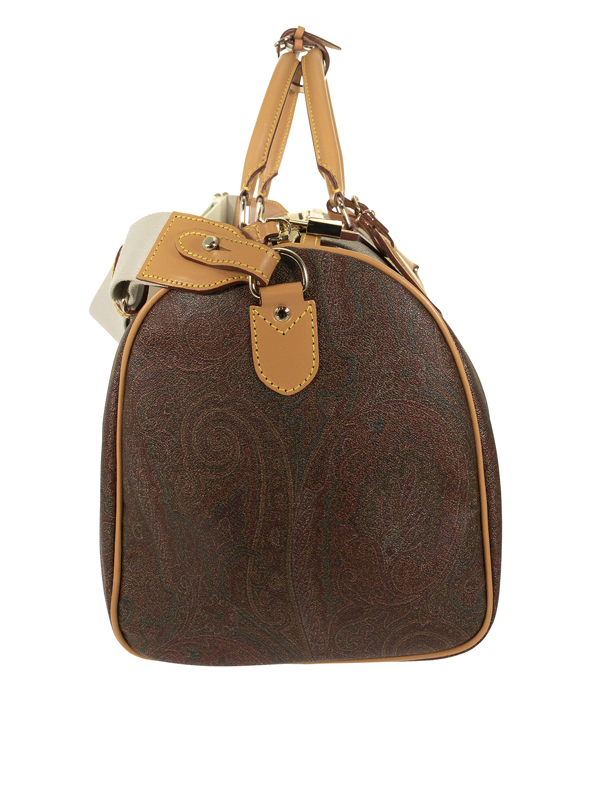 Etro Brown Paisley Printed Coated Canvas and Leather Boston Bag Etro