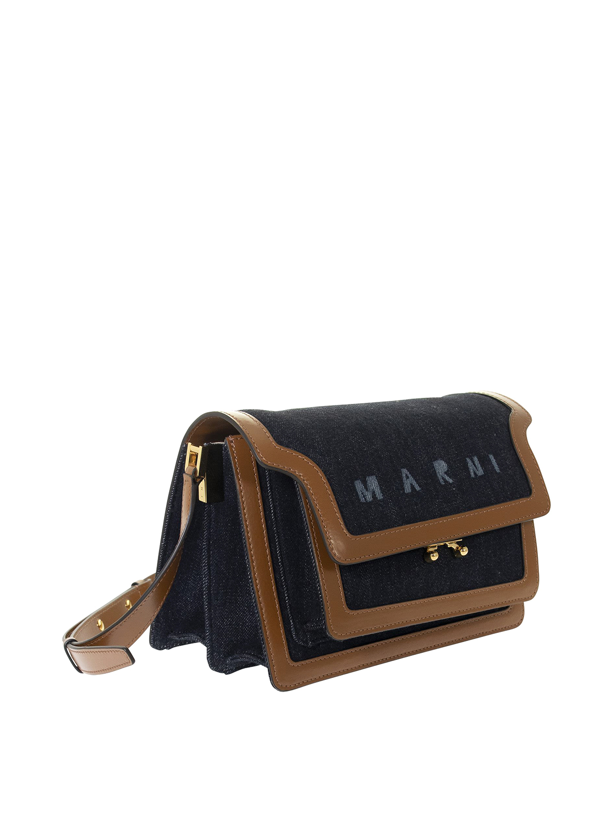 MARNI バッグ Black leather Trunkaroo crossbody bag | Marni