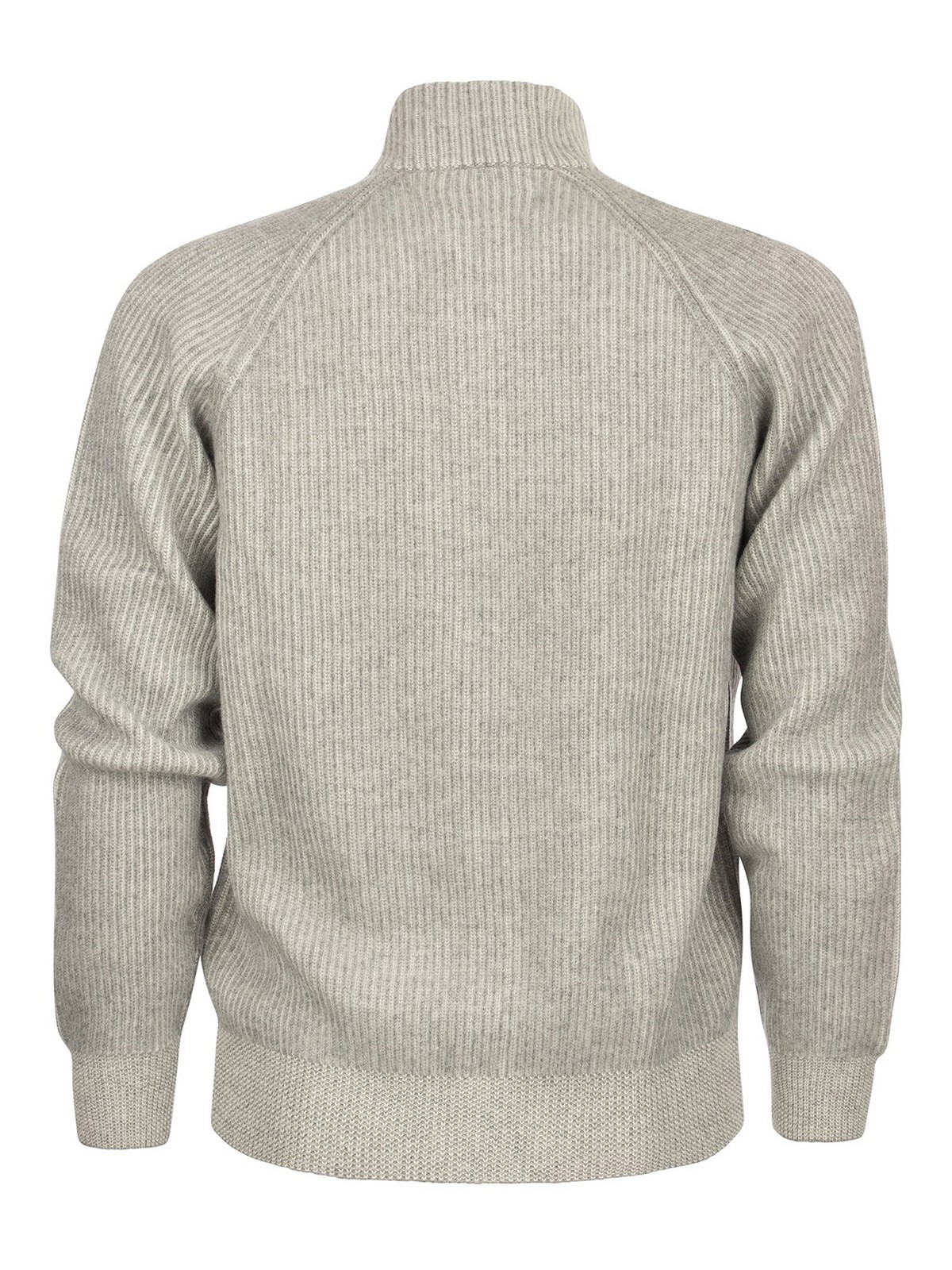 Shop Brunello Cucinelli Fisherman's Rib Knitted Cashmere Cardigan In Light Grey