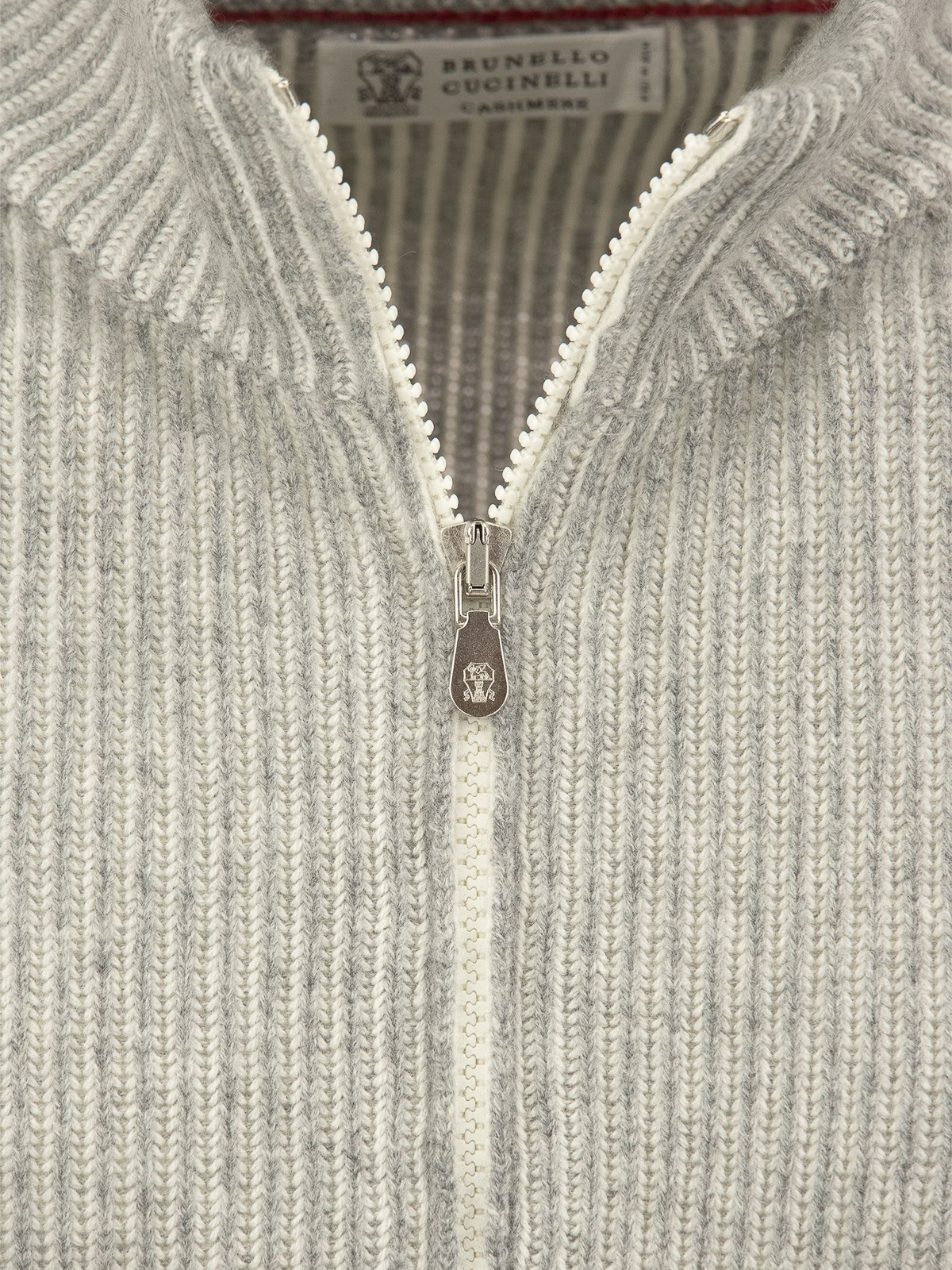 Shop Brunello Cucinelli Fisherman's Rib Knitted Cashmere Cardigan In Light Grey