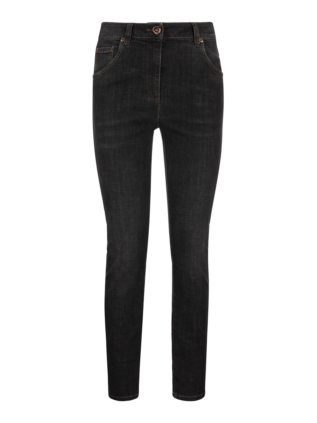 Brunello Cucinelli Jeans With Embellished Pocket In Dark Grey