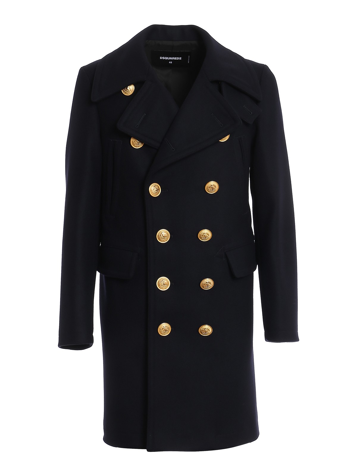 Dsquared2 Double-breasted Wool Coat In Azul Oscuro
