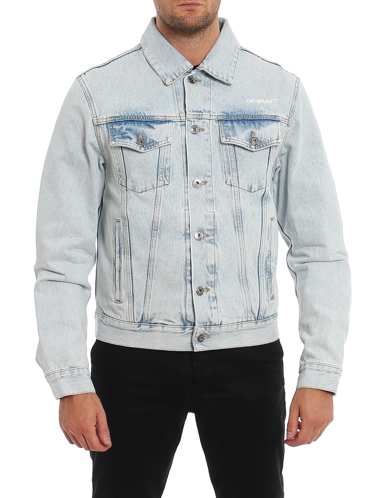 Diag Tab Slim Denim Jacket Off-White Outerwear Jackets Blue