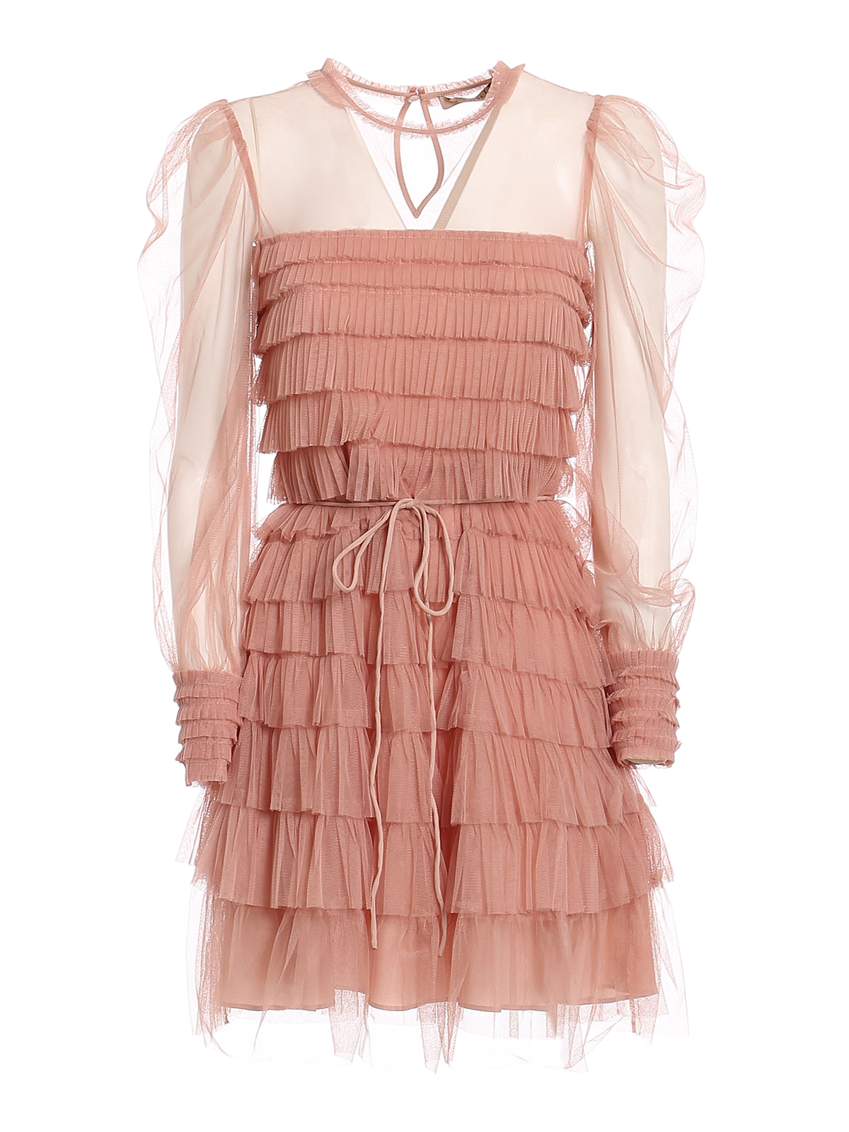 pleated tulle mini dress Pamella Roland Pleated Tulle Mini Dress
